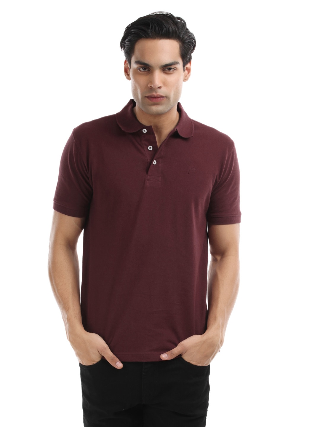 Proline Men Maroon Pique Polo T-shirt