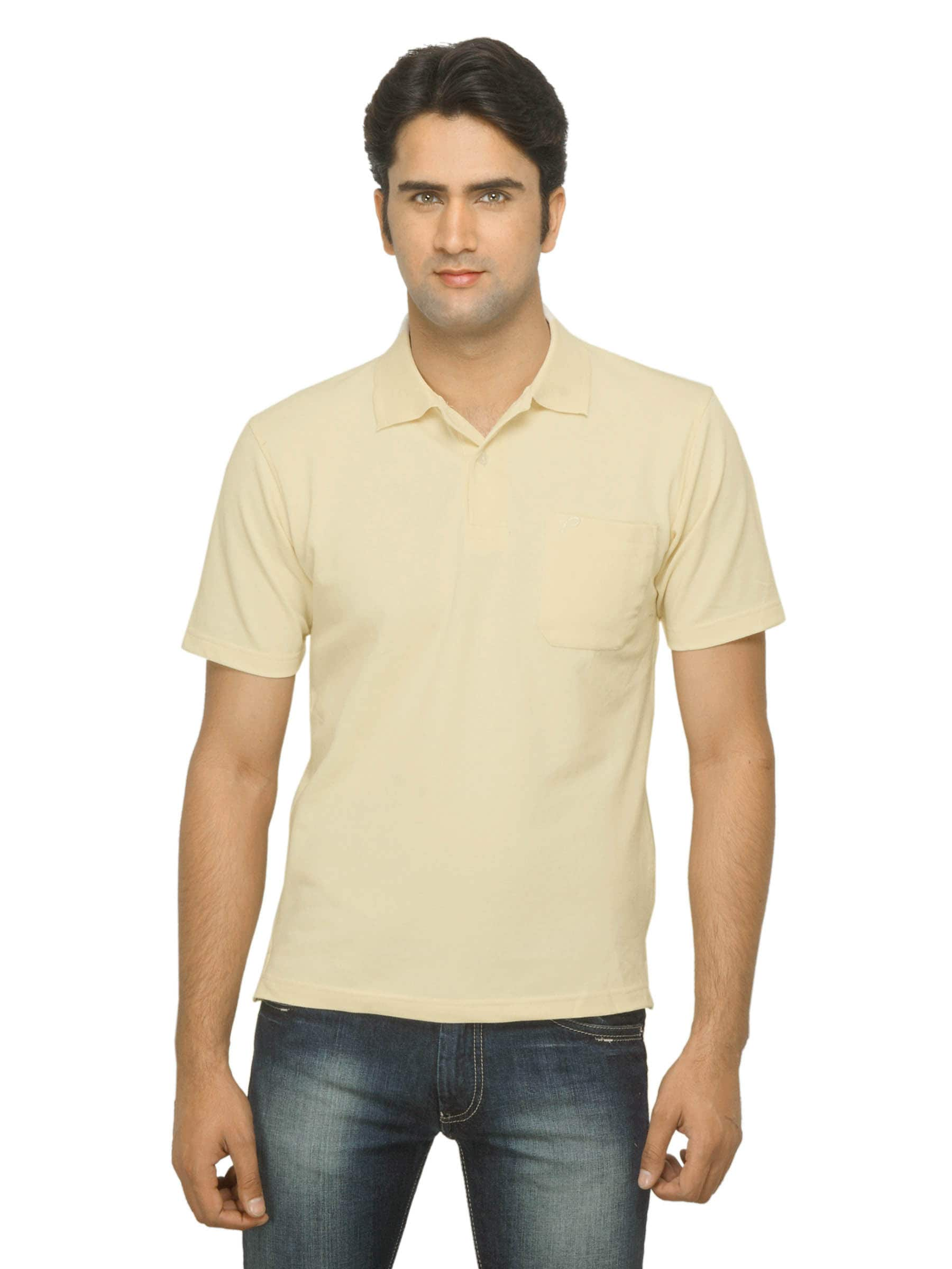 Proline Men Cream-Coloured Polo T-Shirt