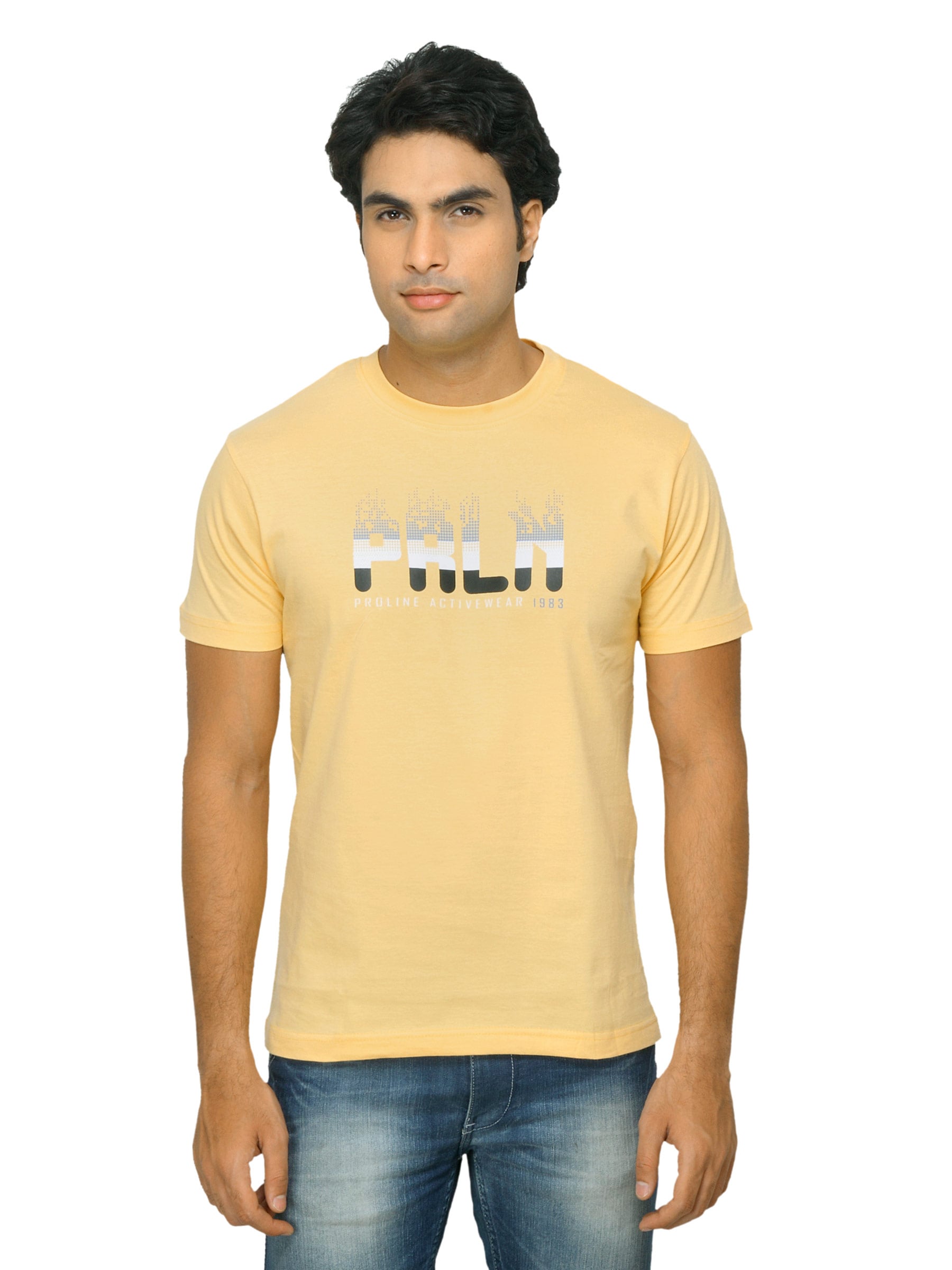Proline Men Yellow T-shirt with Printed Detail
