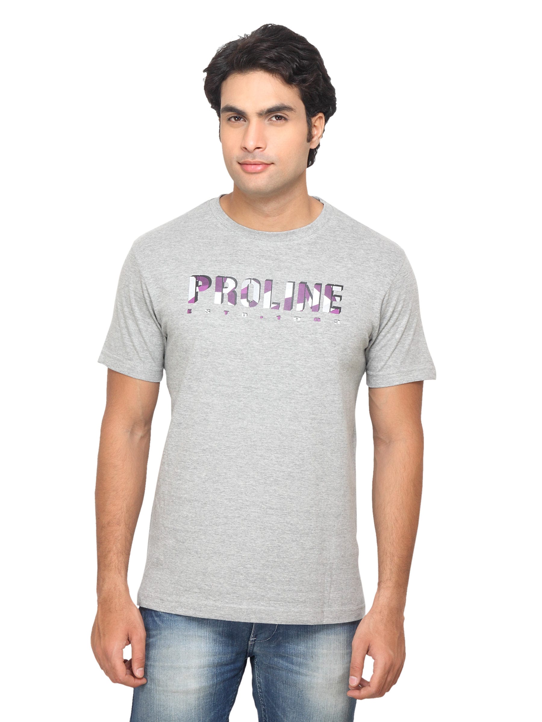 Proline Men Grey T-shirt with Printed Detail