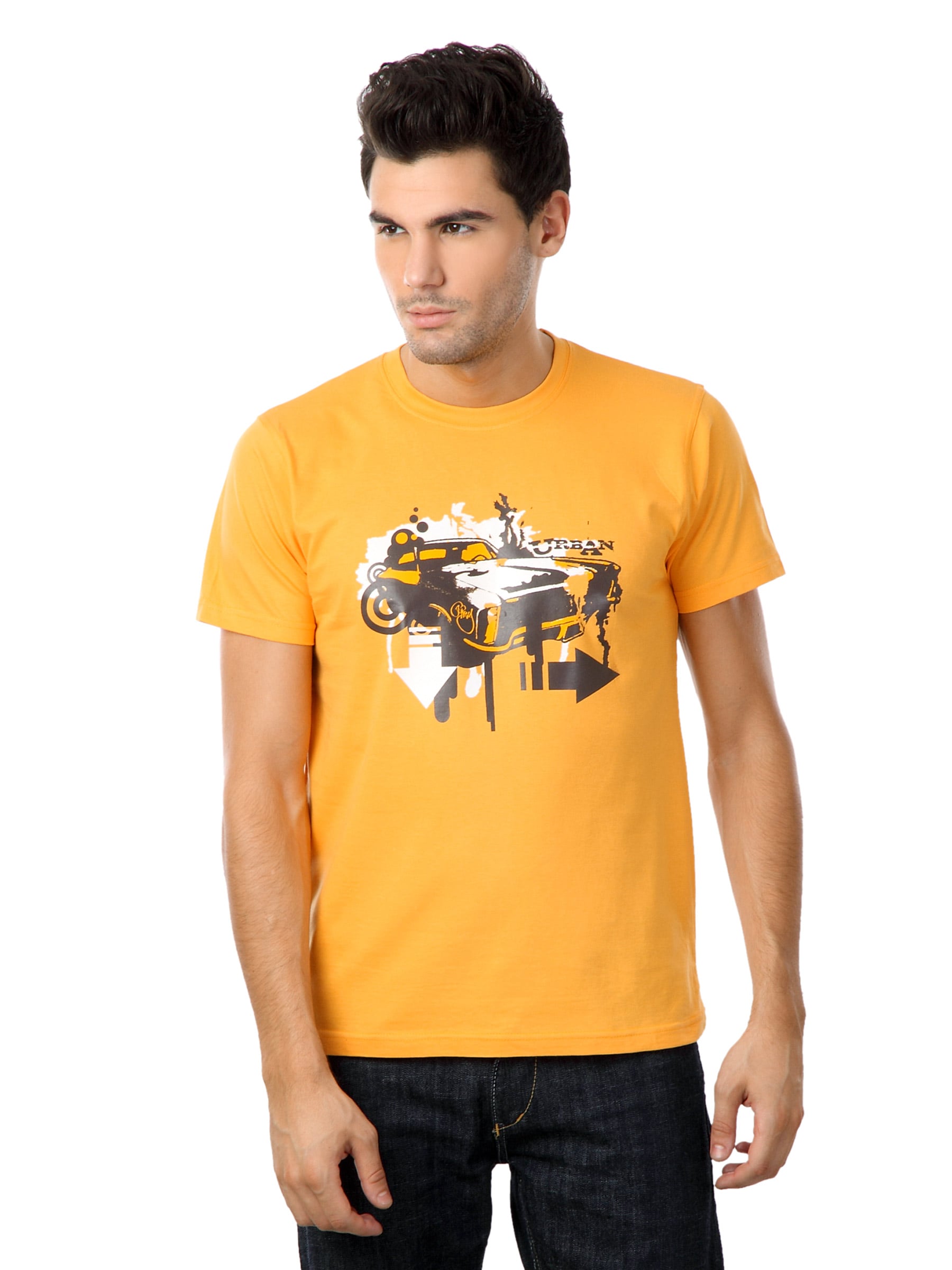 Myntra Men Orange Urban T-shirt
