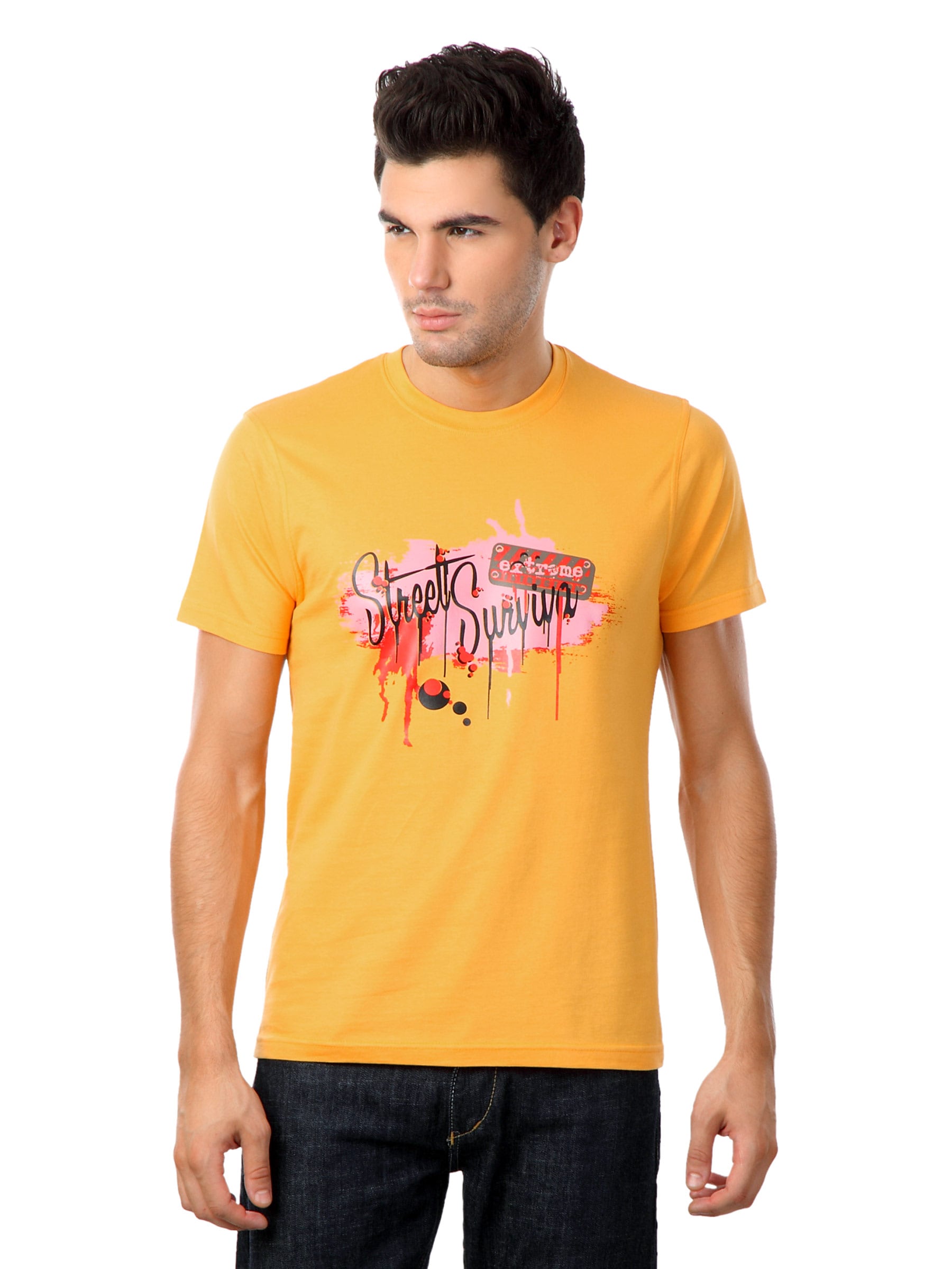 Myntra Men Orange Street Survival T-shirt