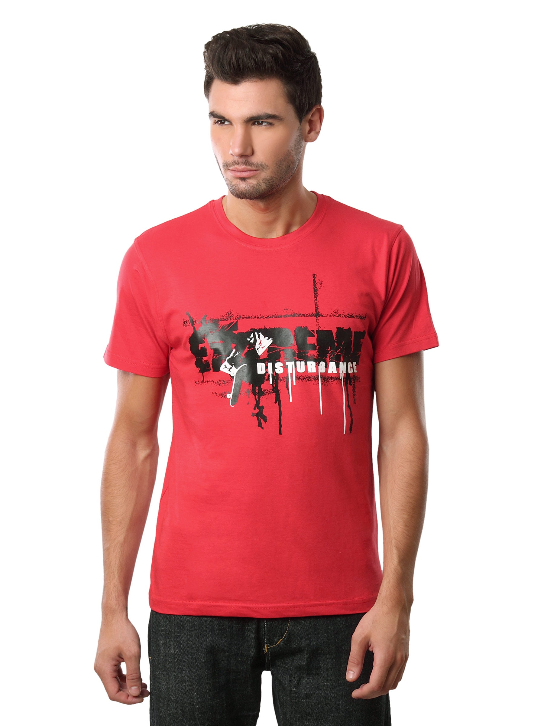 Myntra Men Extreme Disturbance Red T-shirt