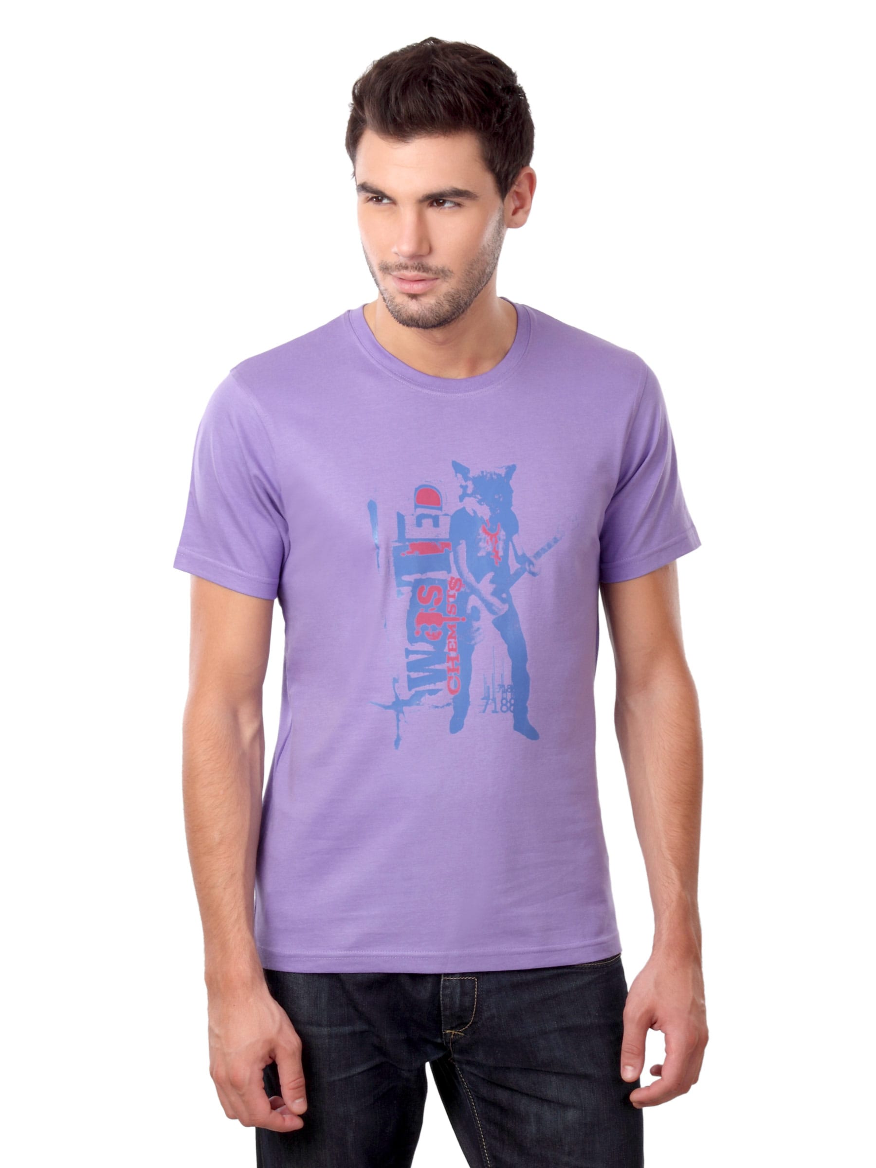 Myntra Men Wasted Purple T-shirt