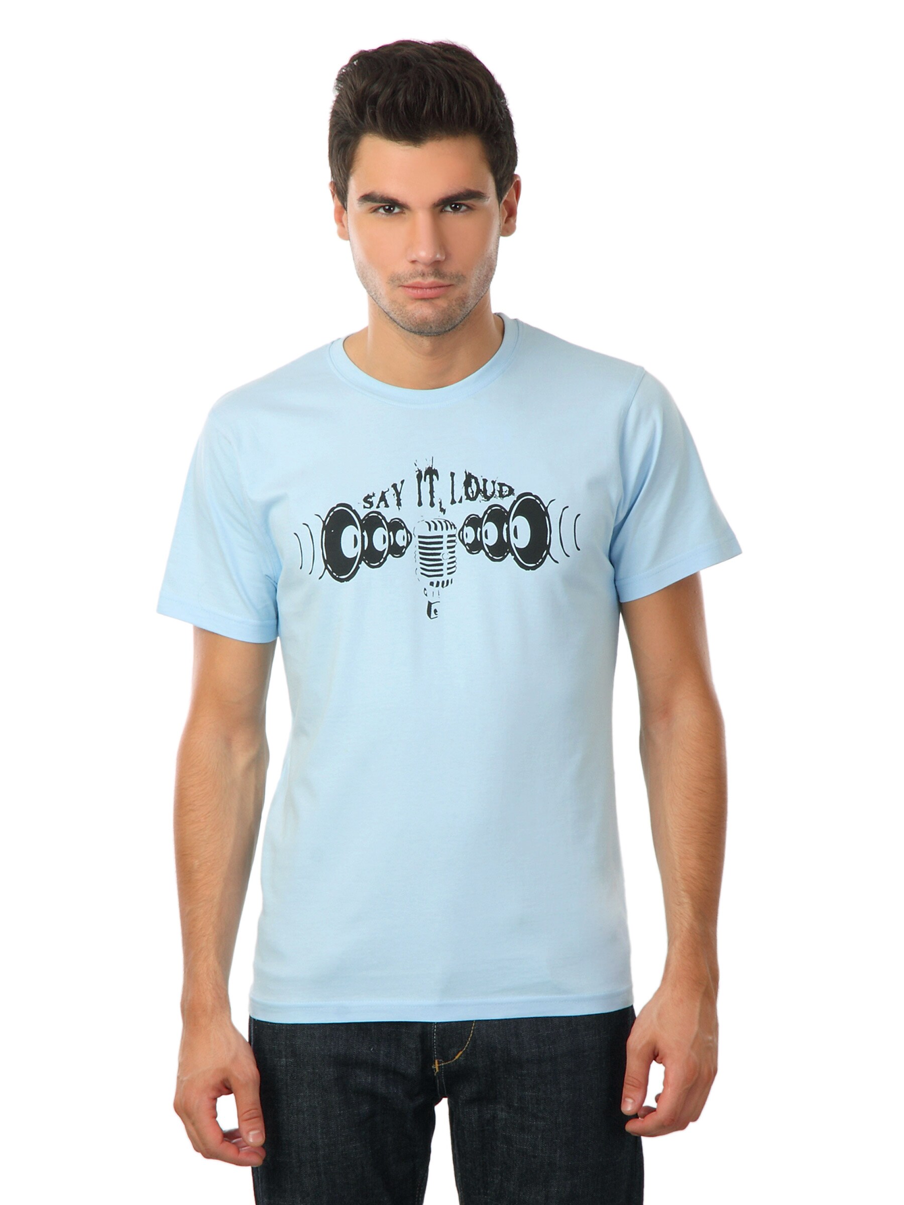 Myntra Men Blue Say It Loud T-shirt
