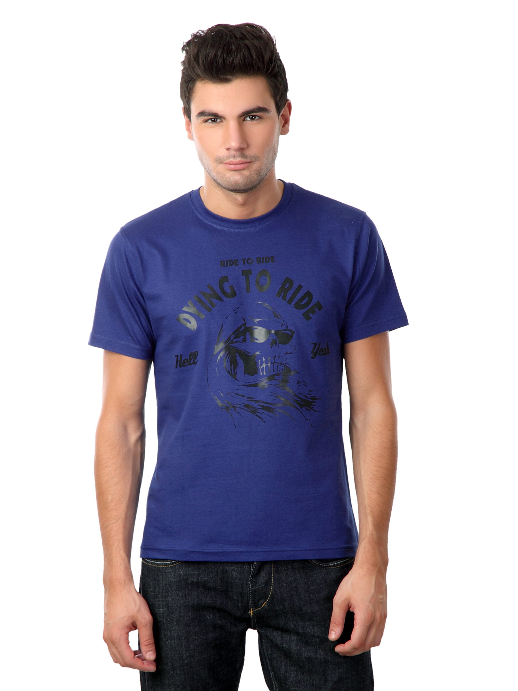 Myntra Men Blue Dying To Ride T-shirt