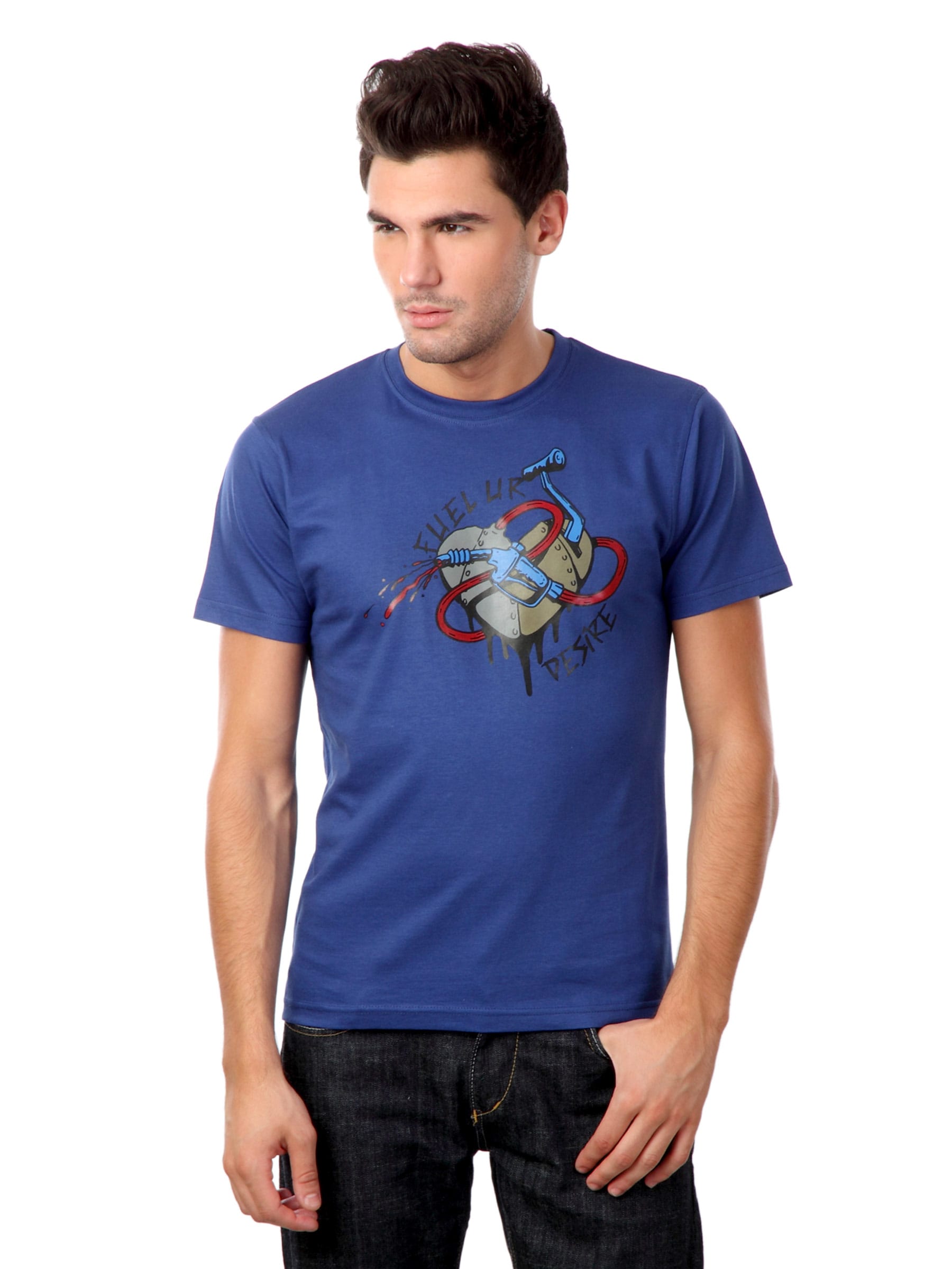 Myntra Men Blue Fuel Your Desire T-shirt