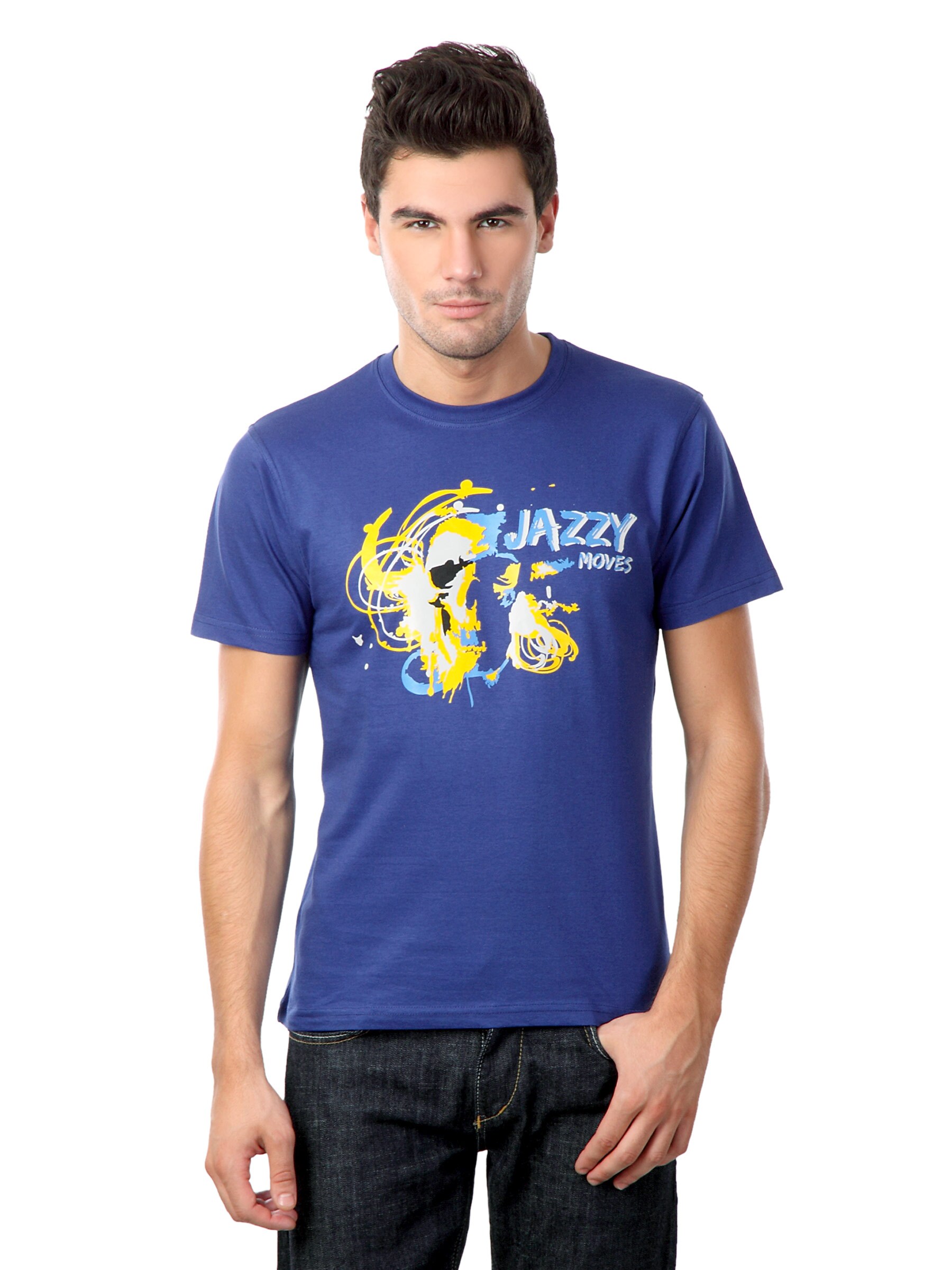 Myntra Men Blue Jazzy Moves T-shirt