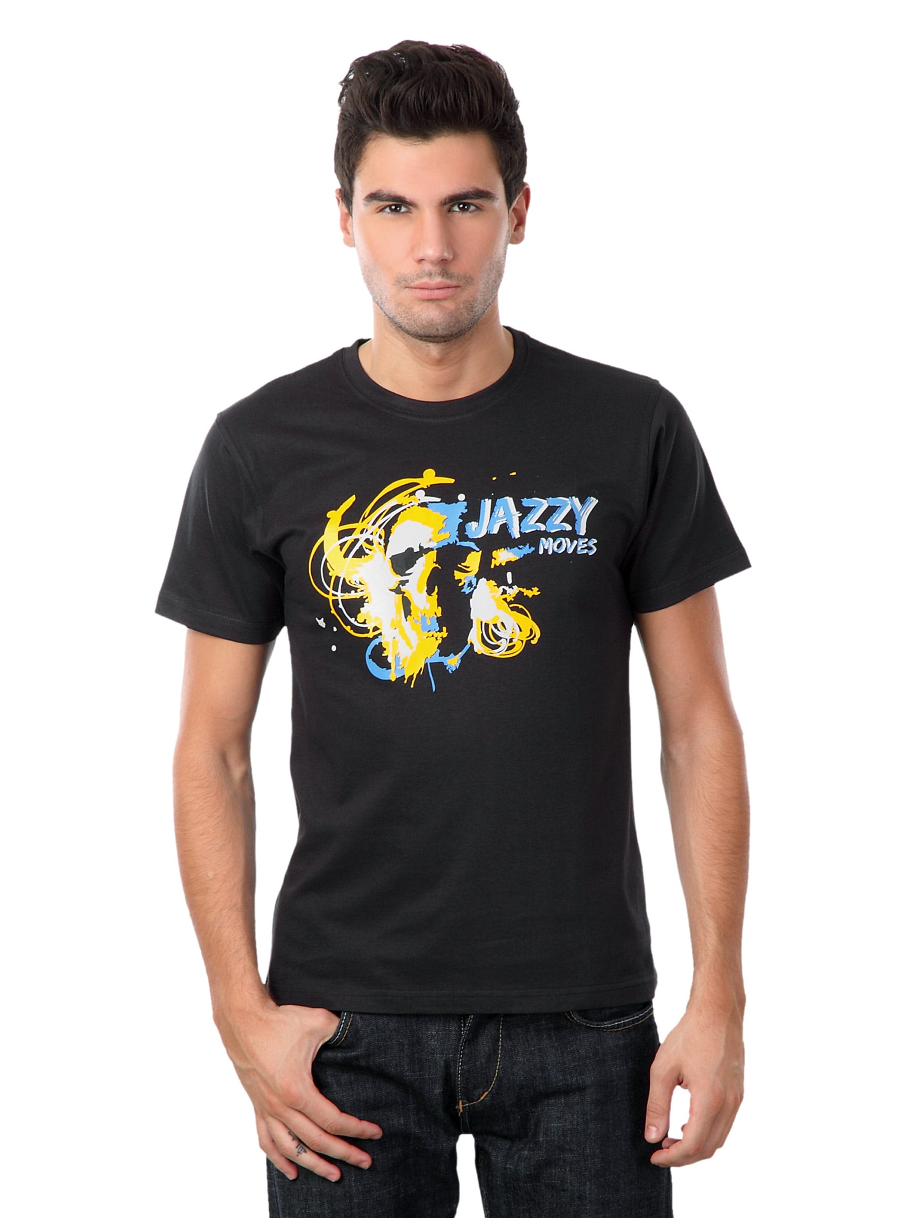 Myntra Men Black Jazzy Moves T-shirt