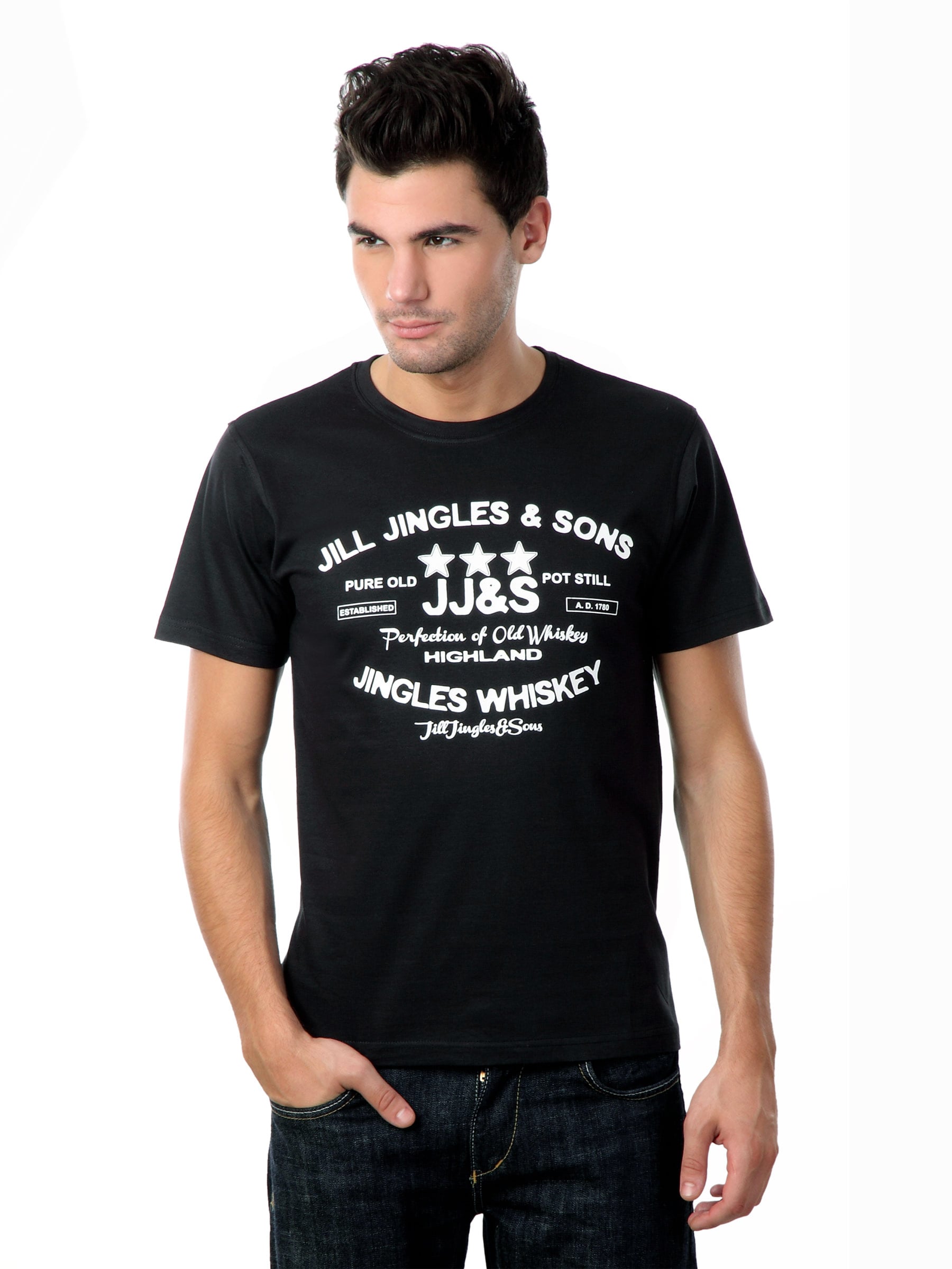 Myntra Men Black JJ & Sons T-shirt