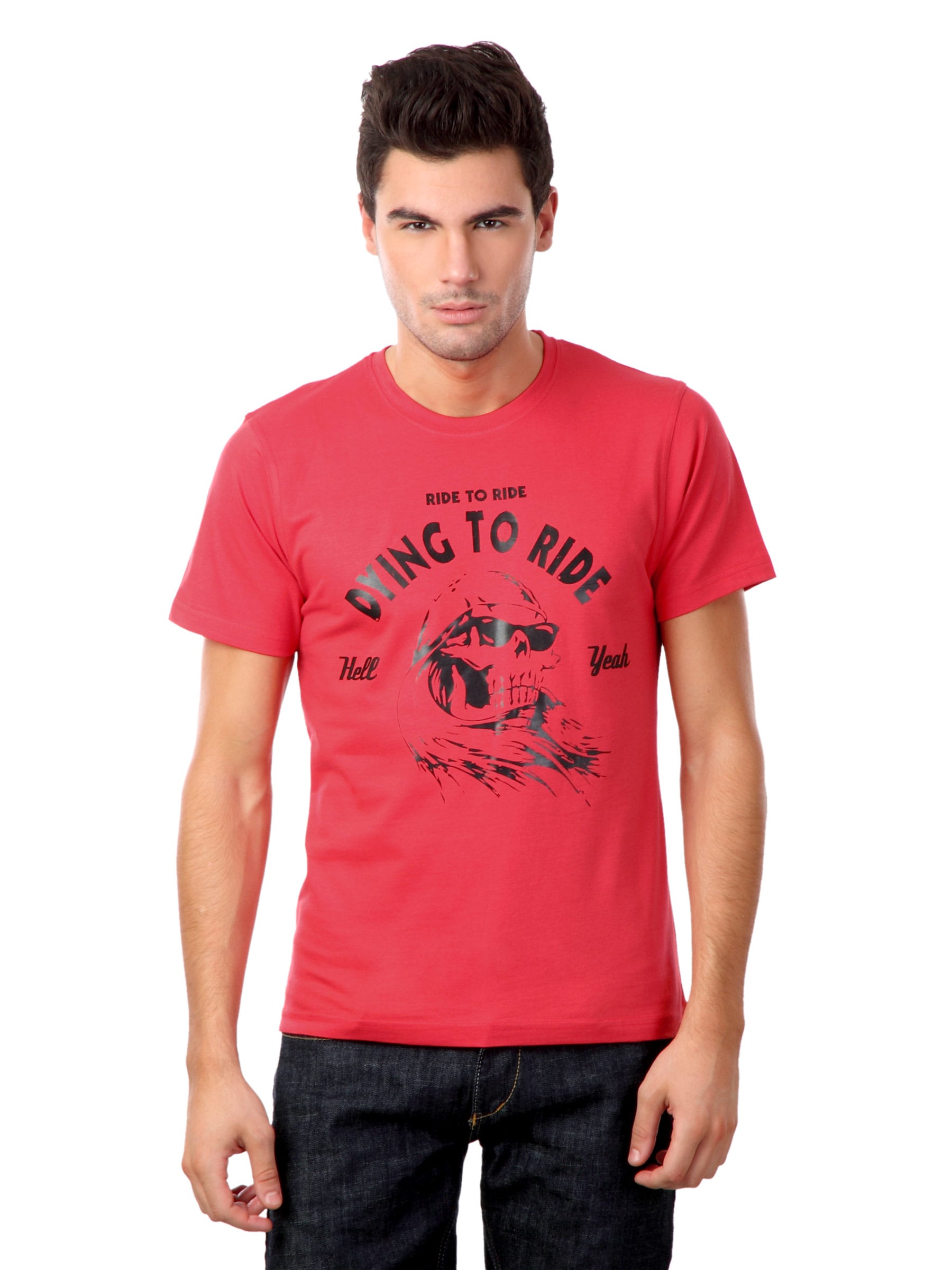 Myntra Men Red Dying To Ride T-shirt