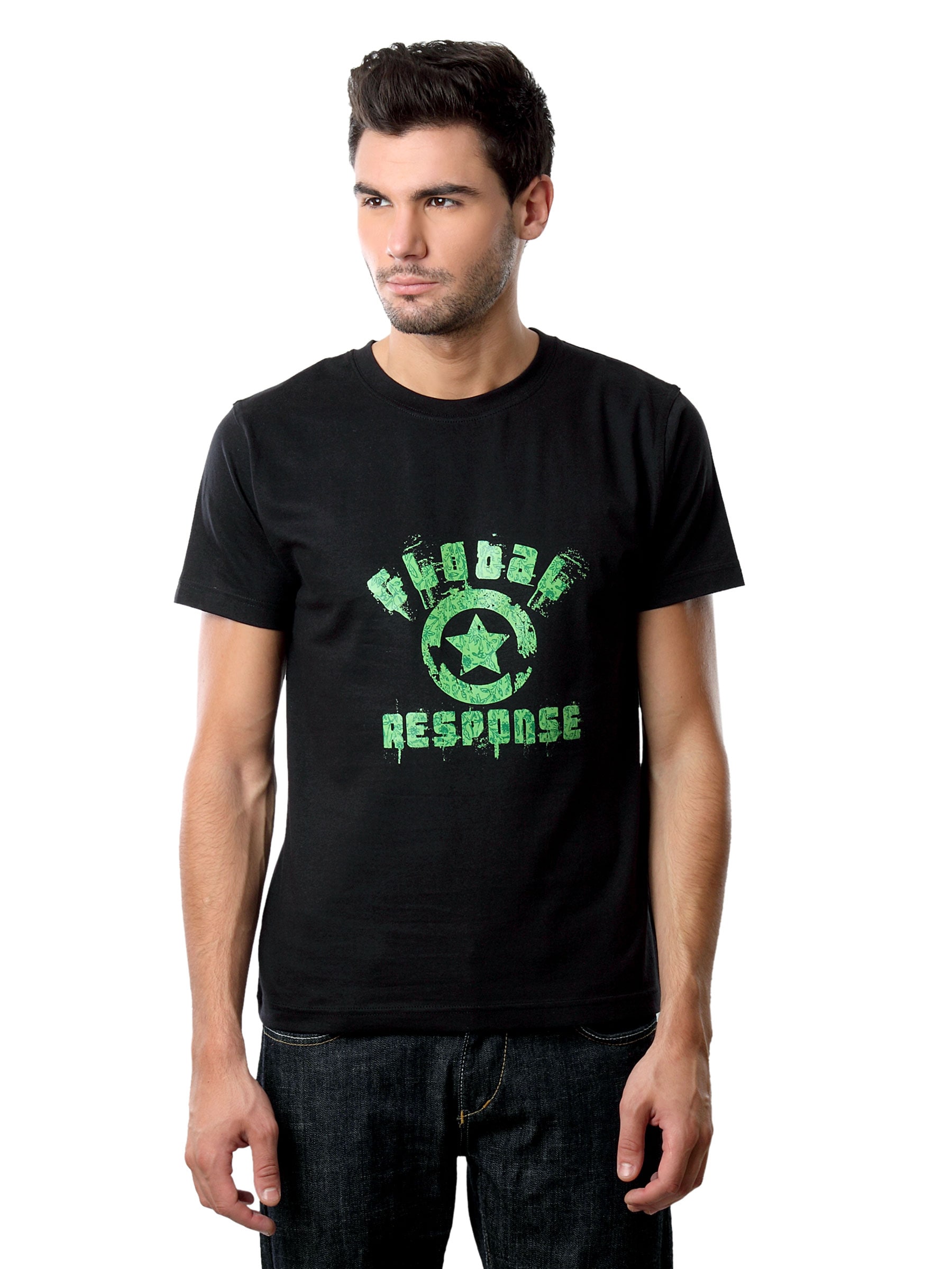 Myntra Men Global Response Black T-shirt