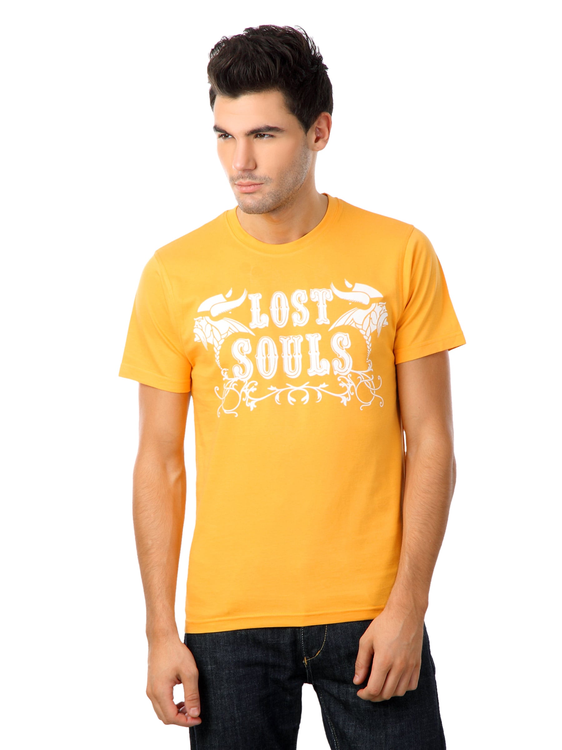 Myntra Men Orange Lost Souls T-shirt