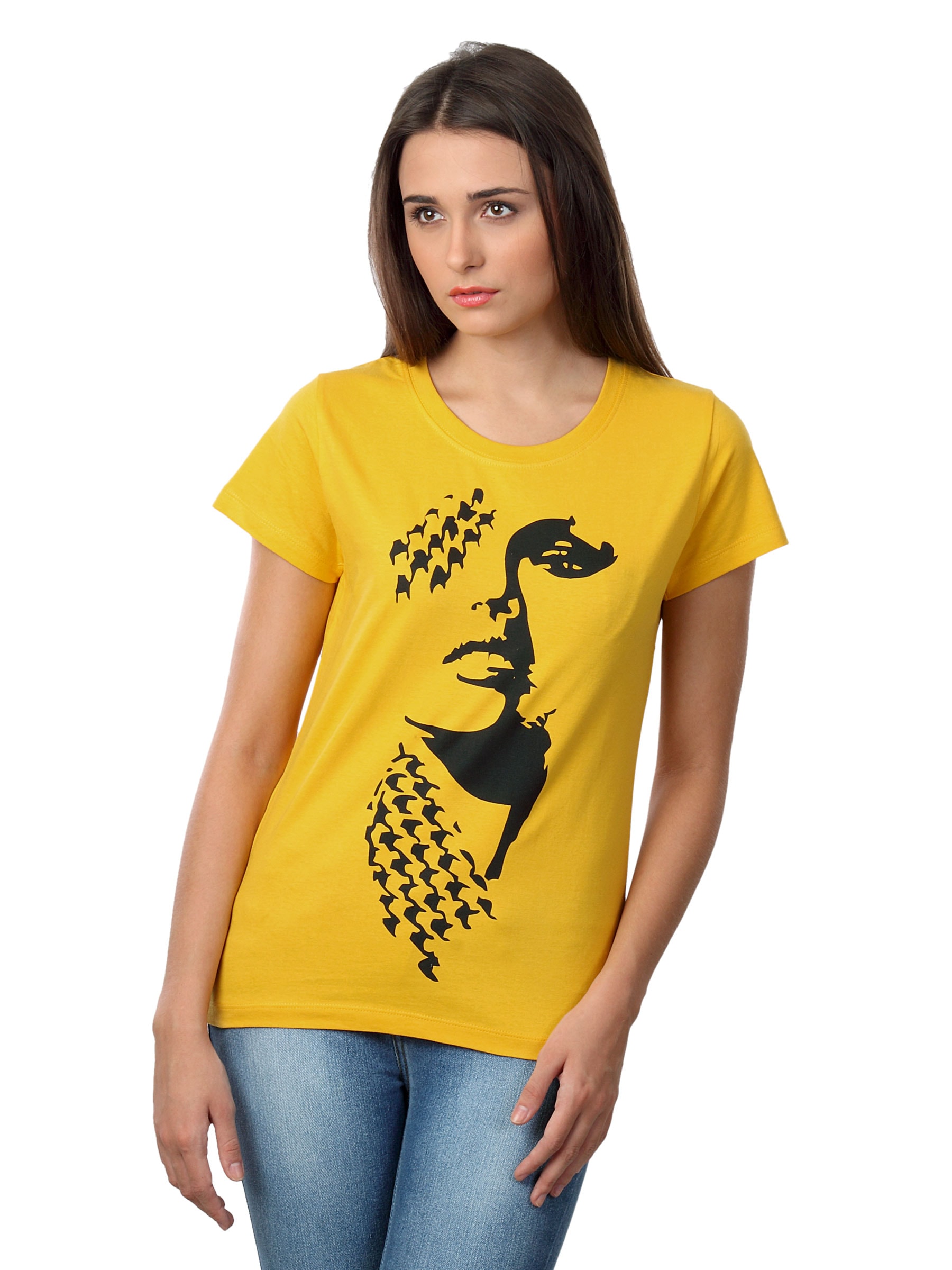 Myntra Women Face Yellow T-shirt