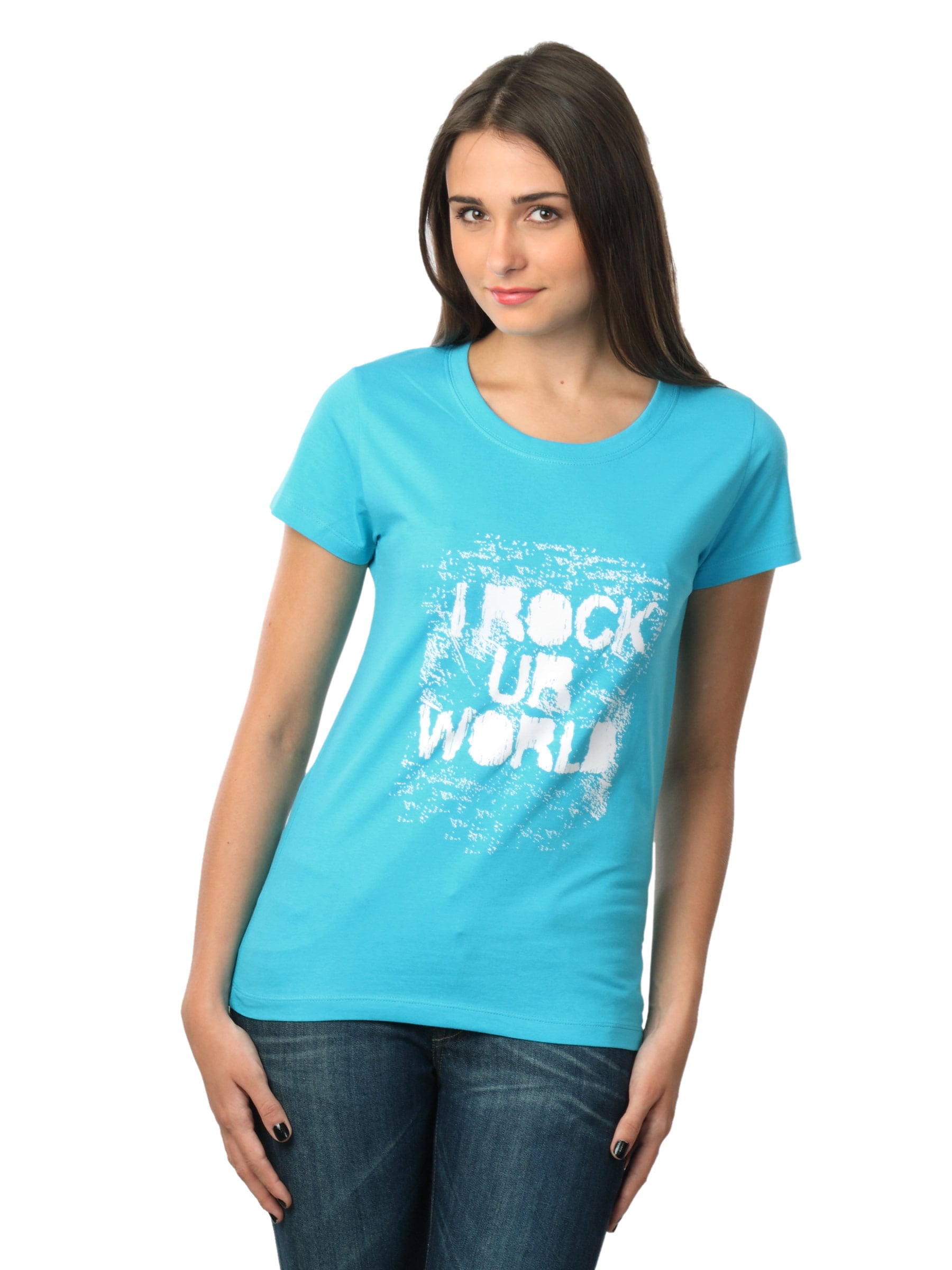 Myntra Women Rock Ur World Blue T-shirt