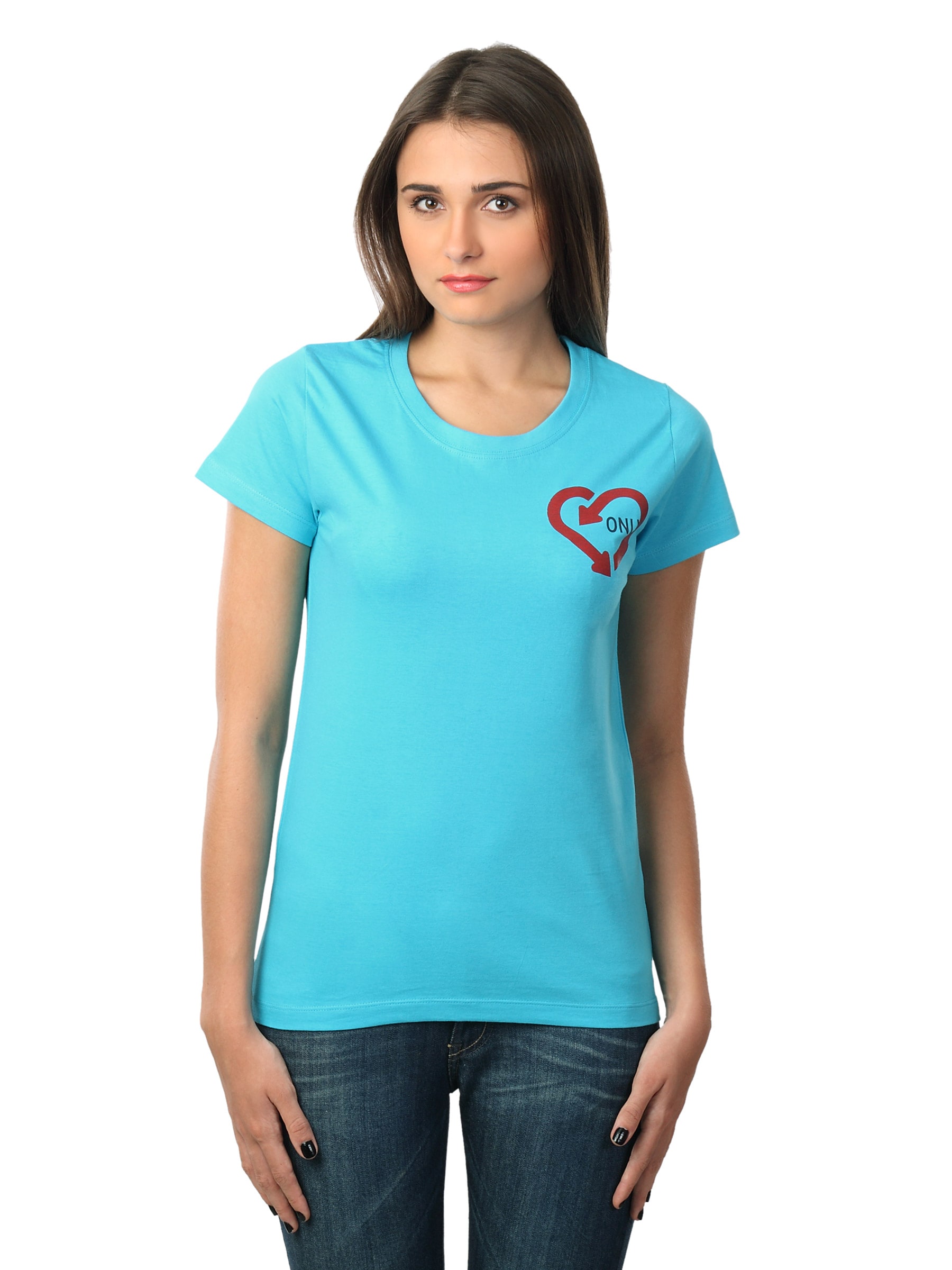Myntra Women Love Only Blue T-shirt