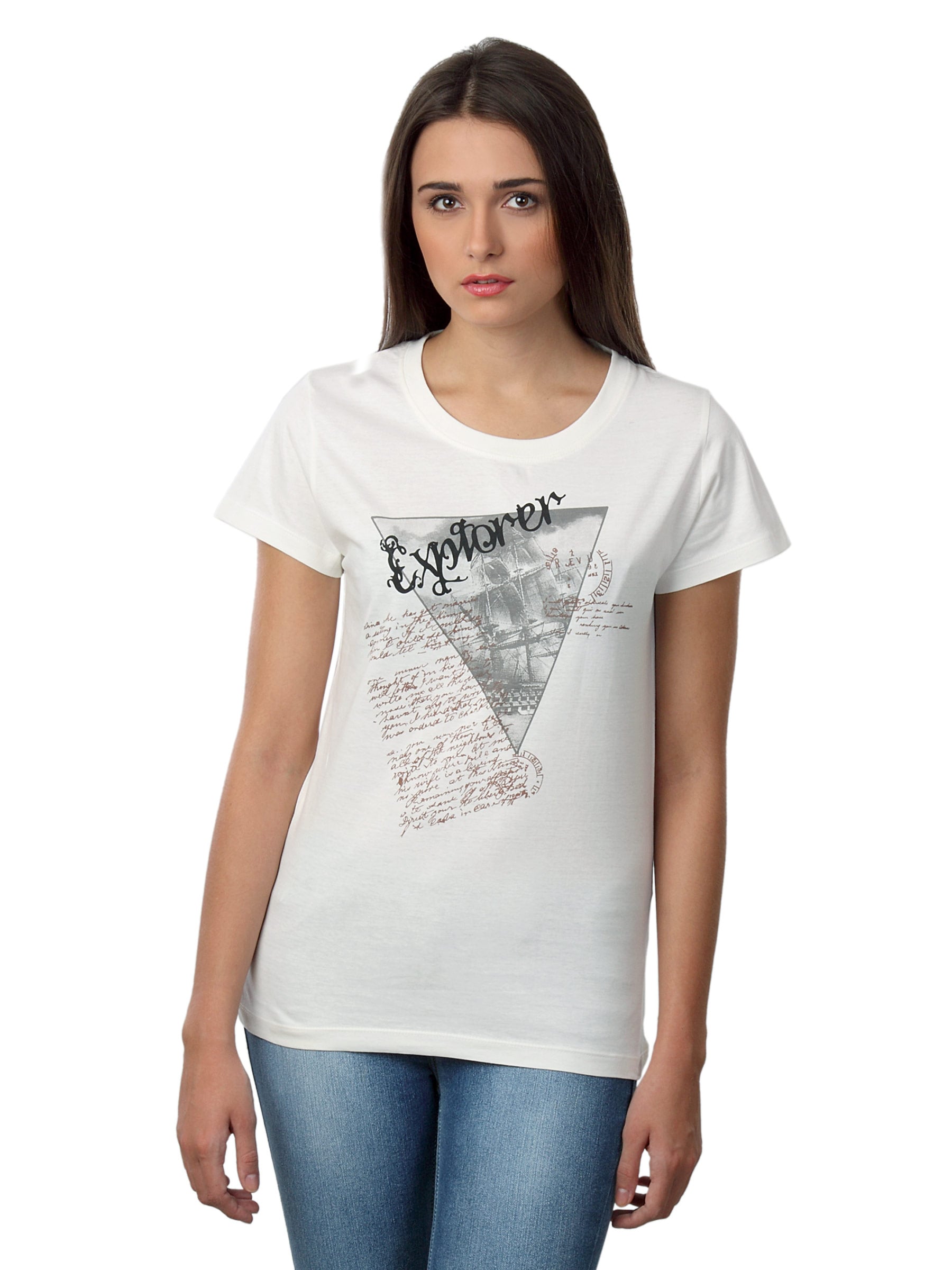 Myntra Women Explorer White T-shirt
