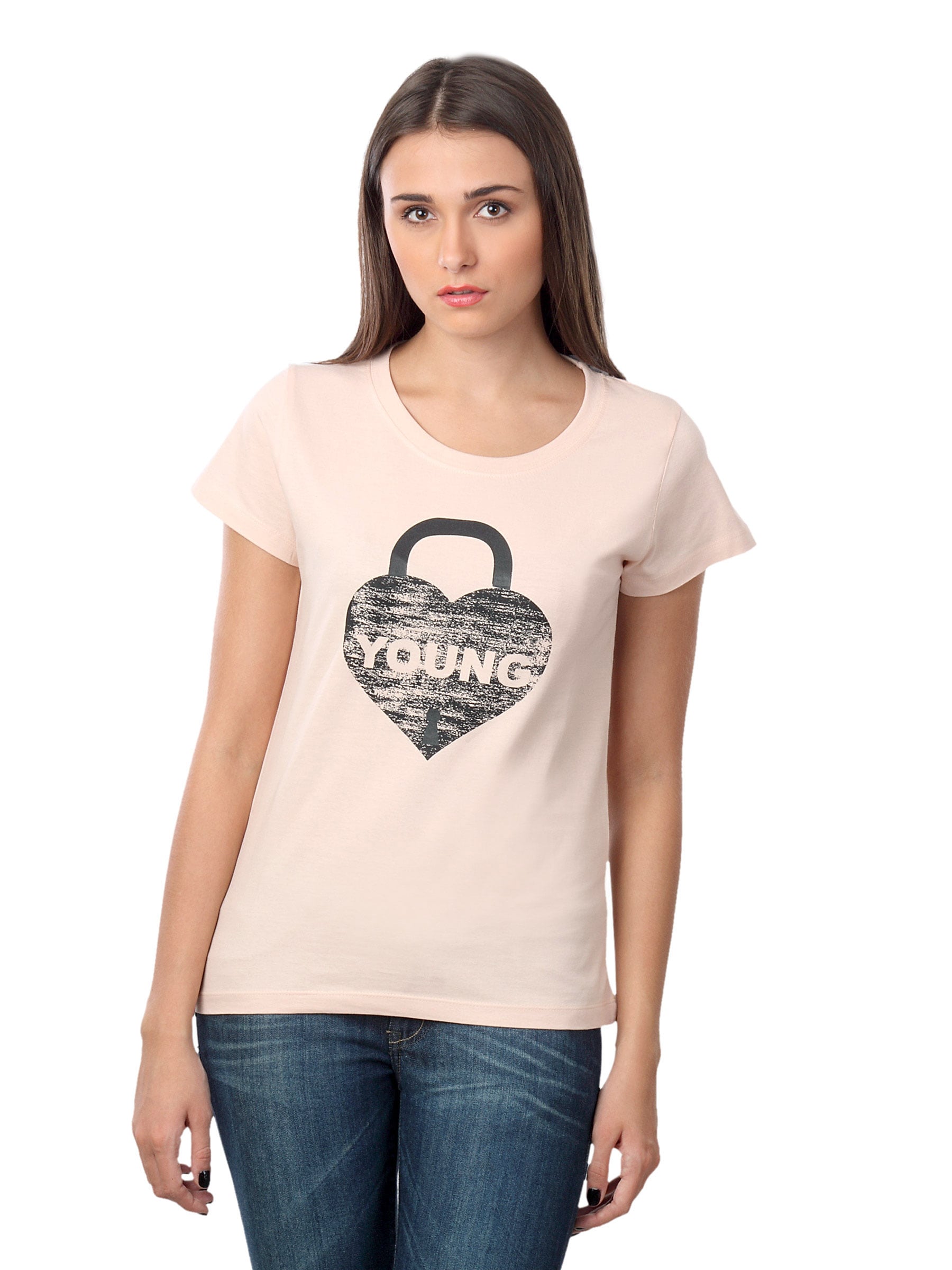 Myntra Women Young Peach T-shirt
