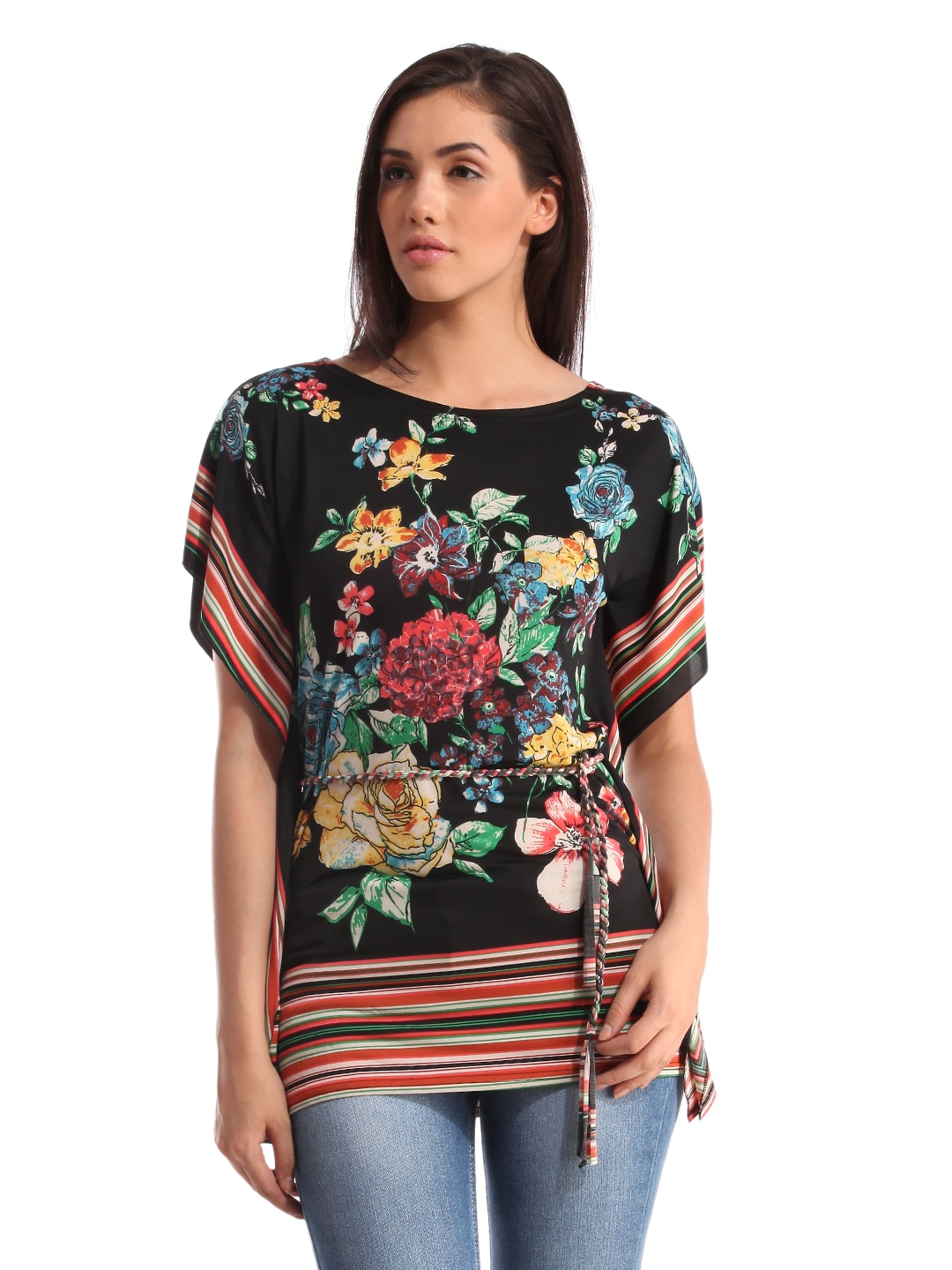 Tonga Women Printed Black Top