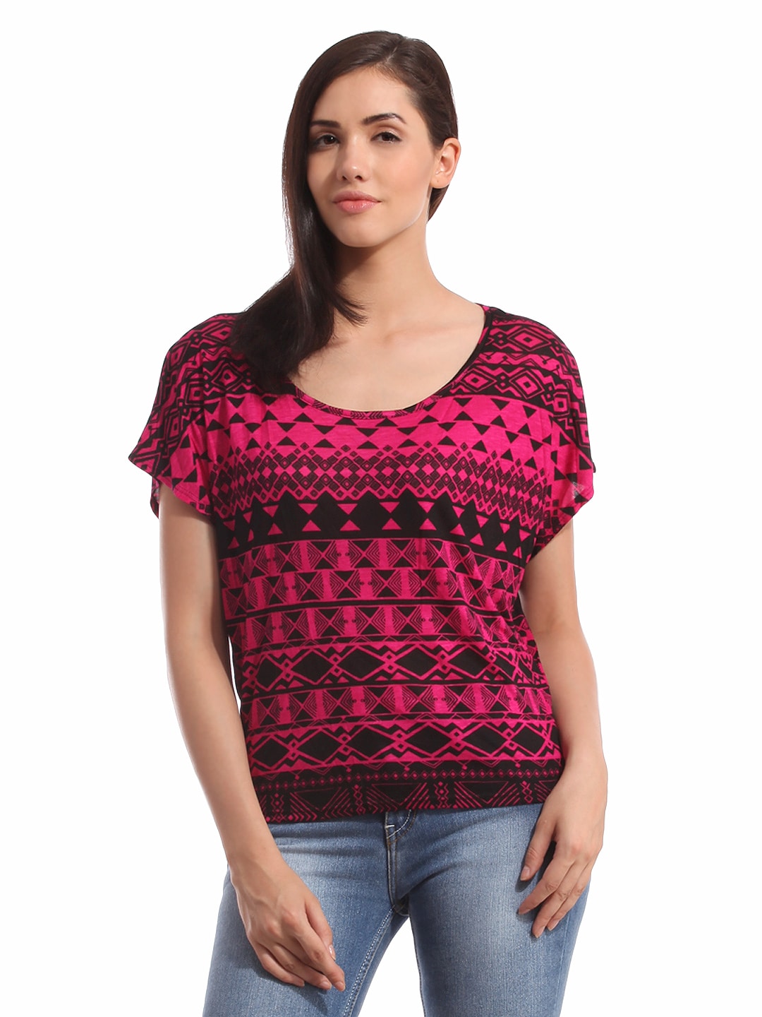 Tonga Women Printed Magenta Top