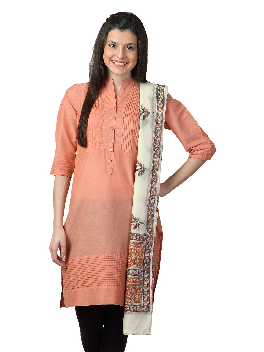 Fabindia Women Printed Off White Dupatta