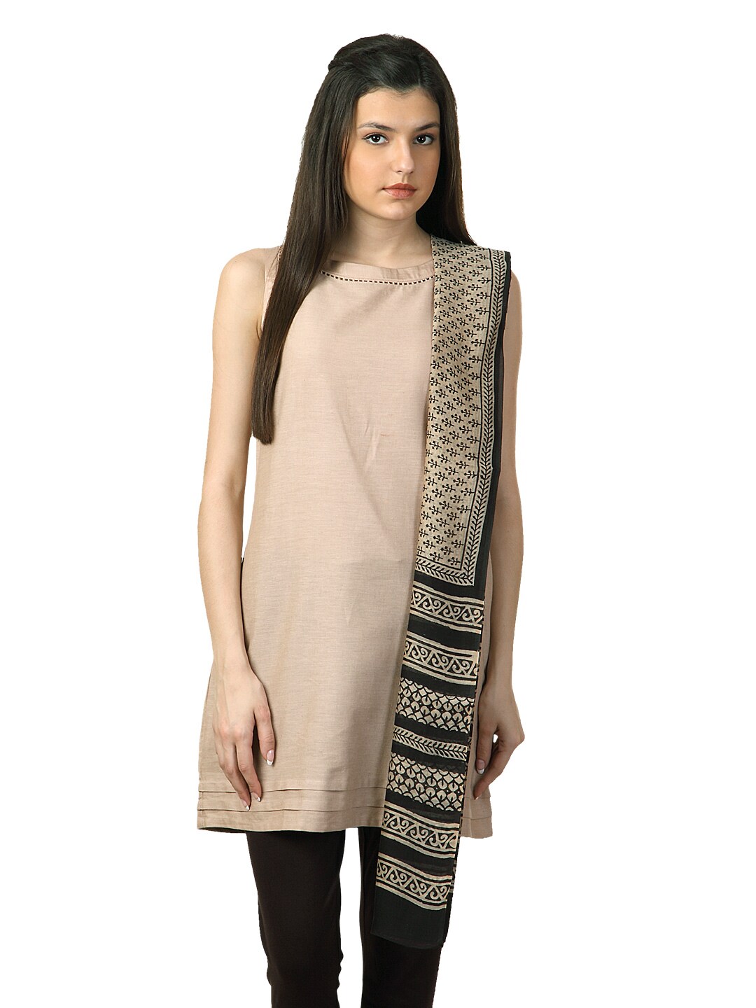 Fabindia Women Printed Beige Dupatta