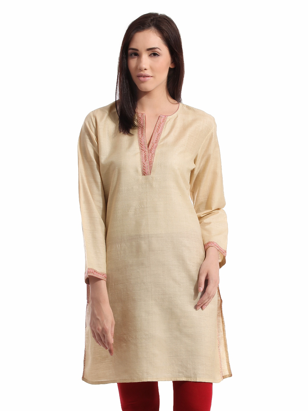 Fabindia Women Silk Cream Kurta