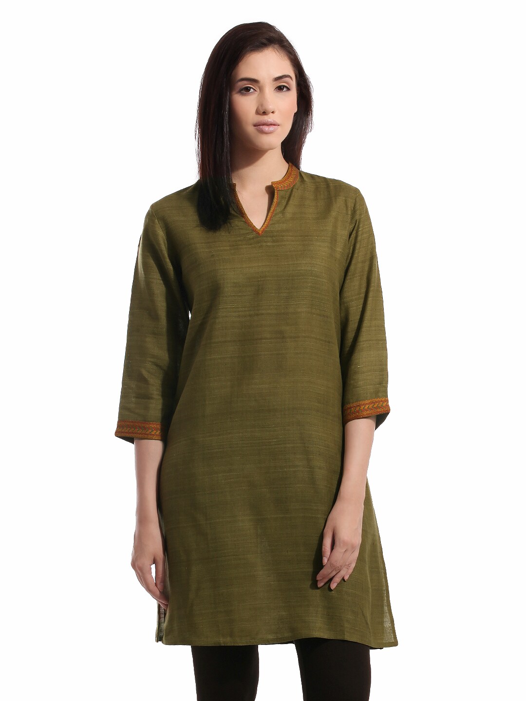 Fabindia Women Silk Green Kurta