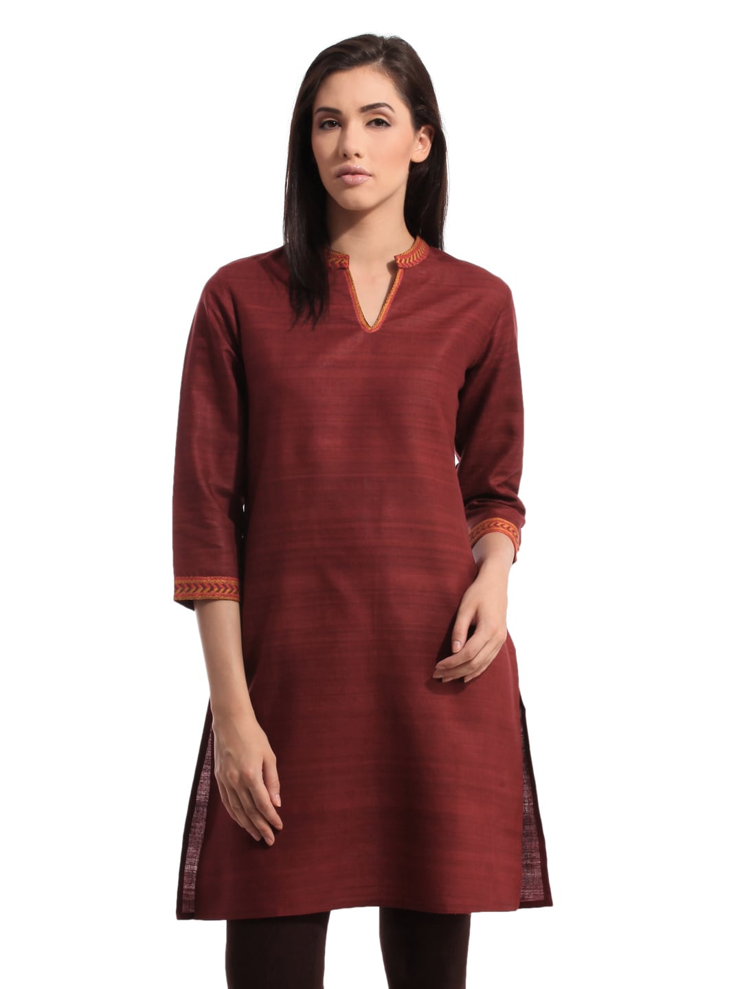 Fabindia Women Silk Maroon Kurta