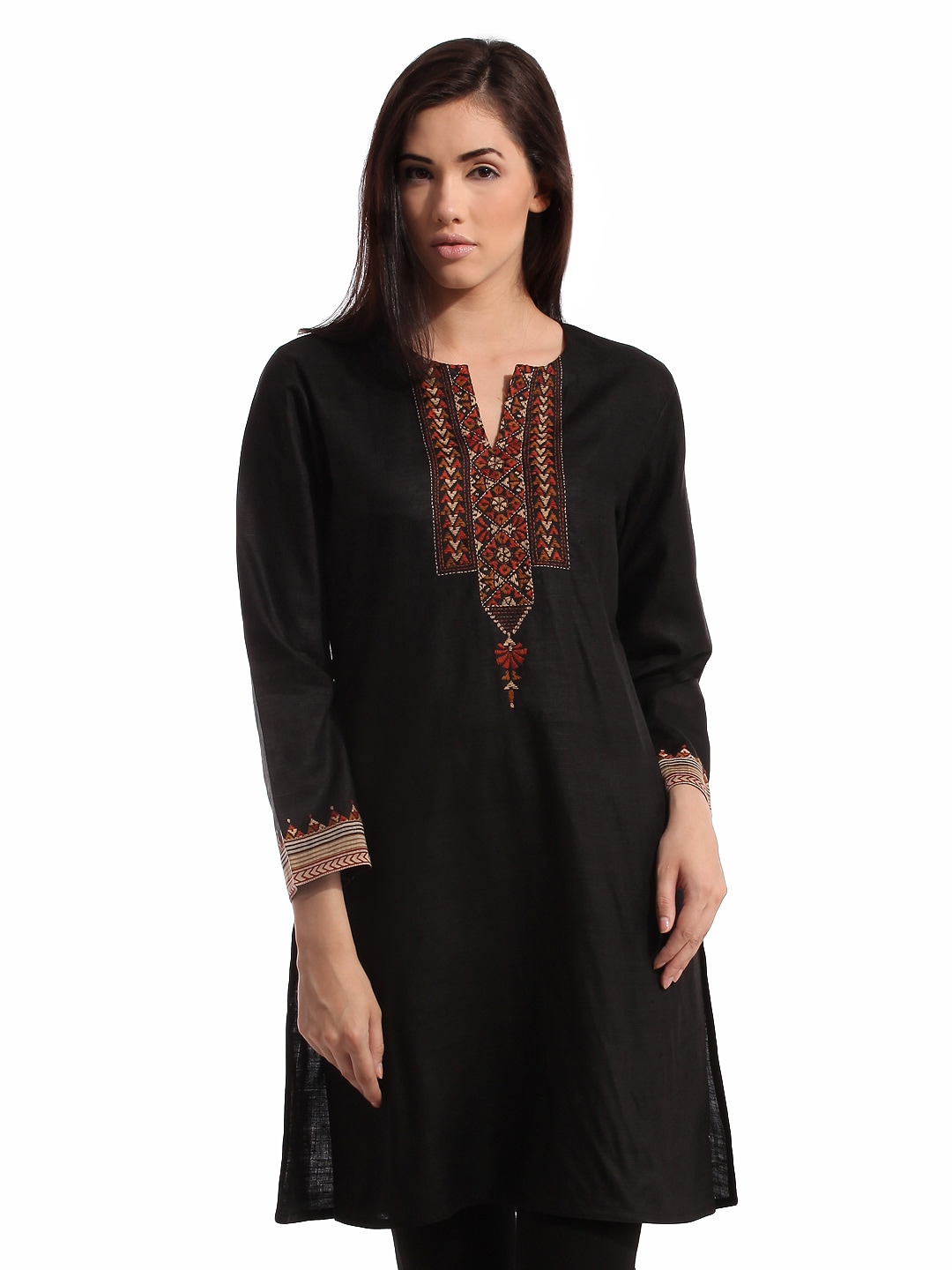 Fabindia Women Silk Black Kurta