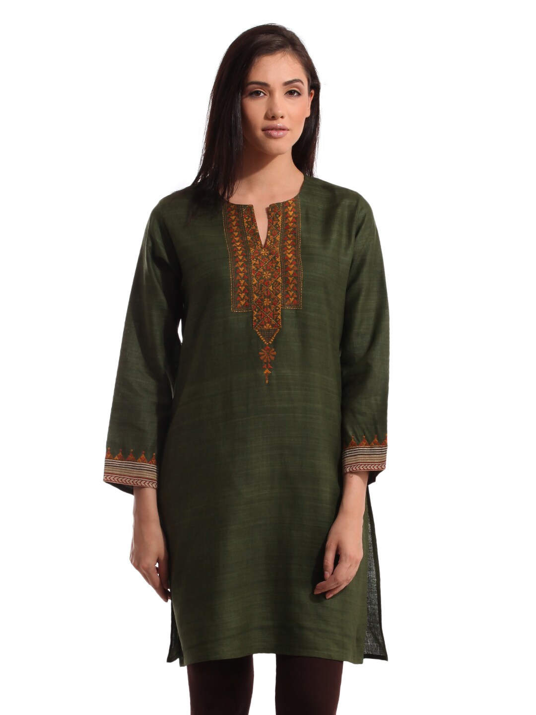 Fabindia Women Silk Green Kurta