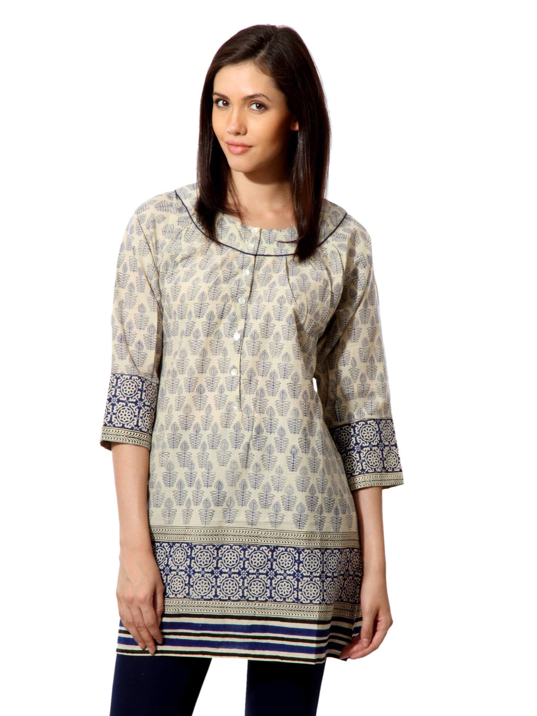 Fabindia Women Printed Beige Kurtis