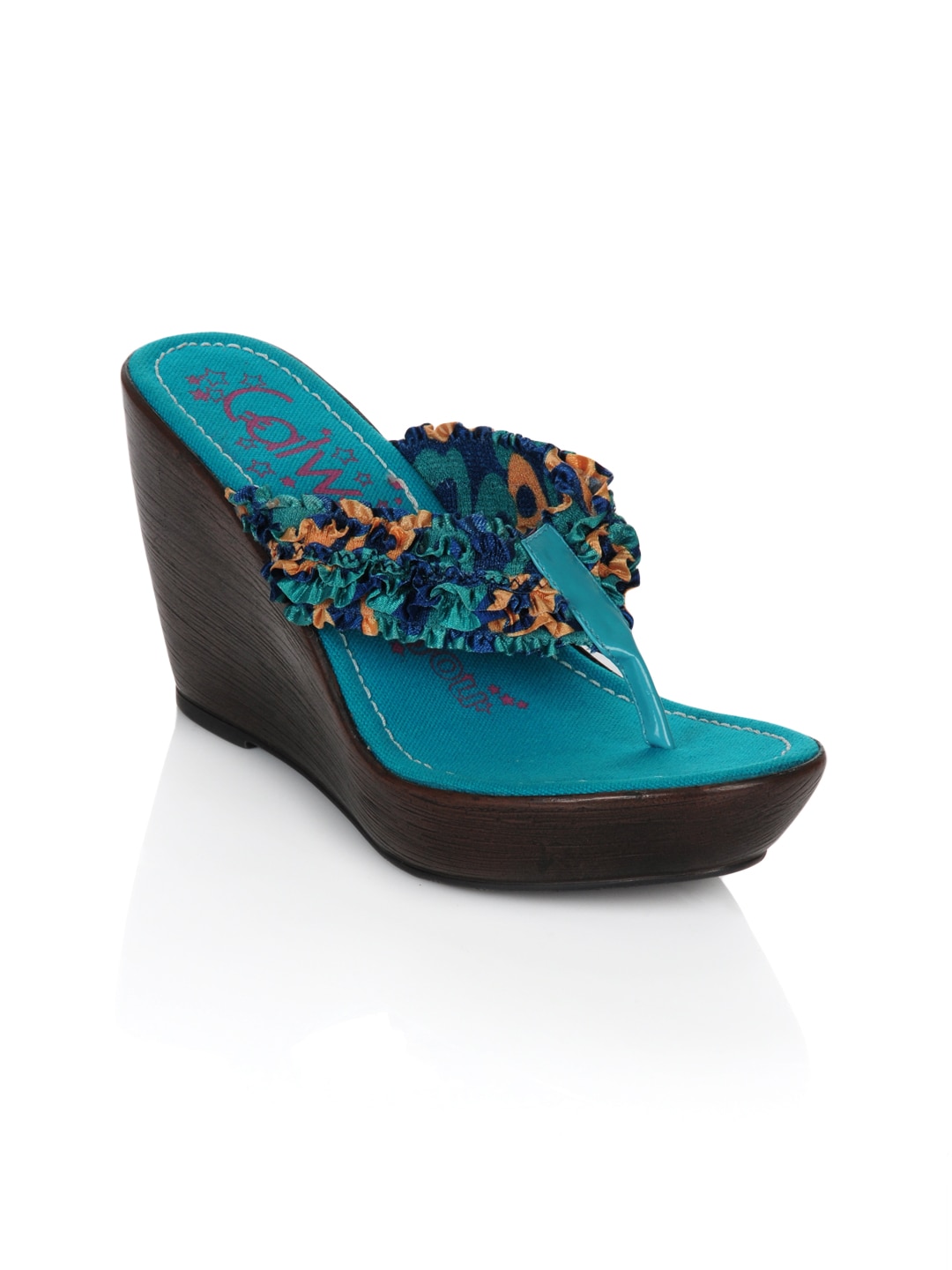 Catwalk Women Ruffles Blue Wedges