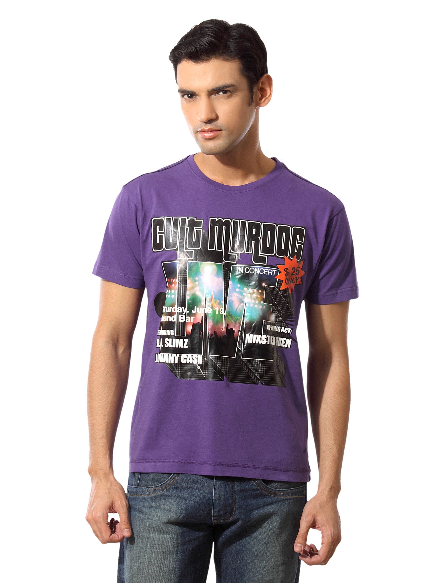 Flying Machine Men Crown Purple T-shirt