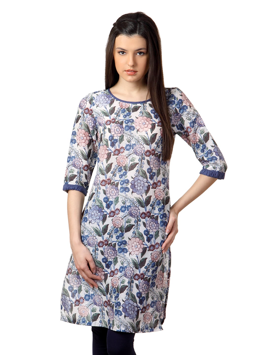 W Women Printed Blue Kurta