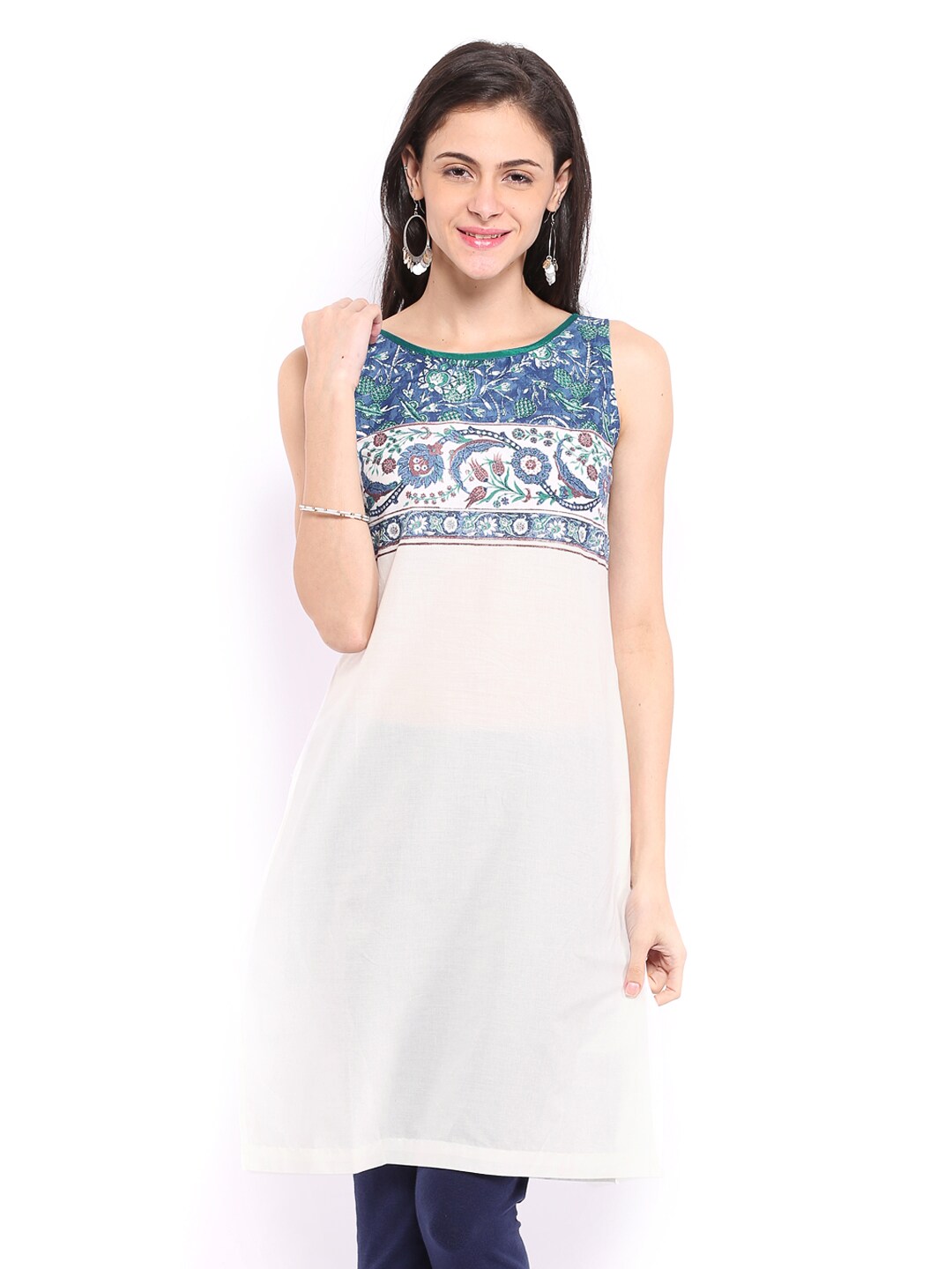 W Women White Printed Kurta