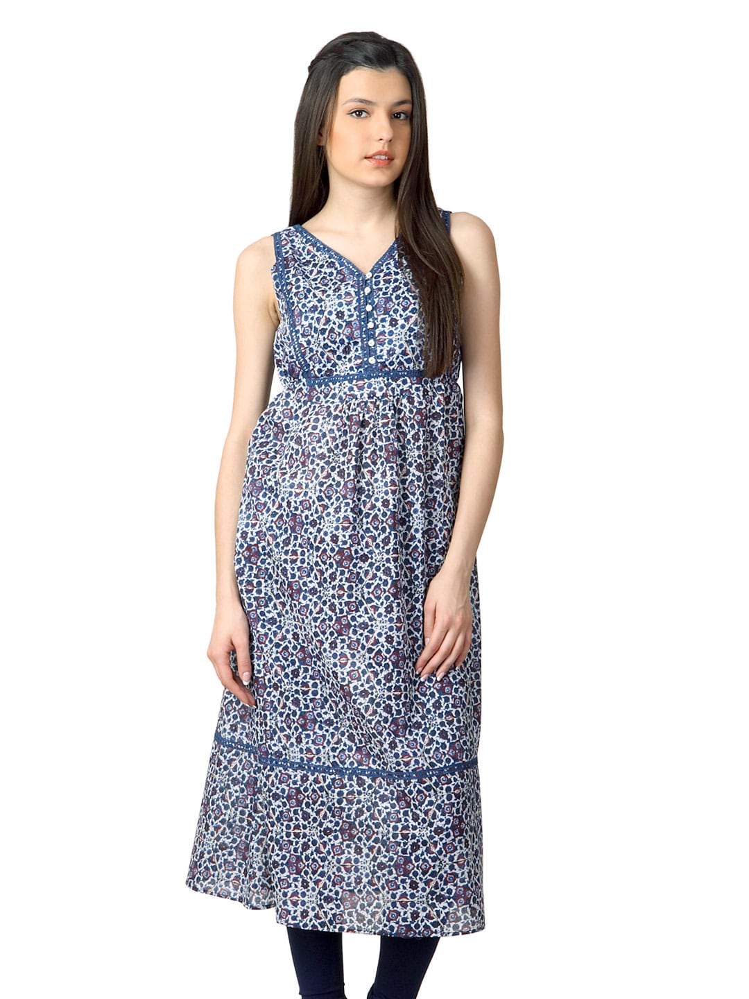 W Women Blue Printed Kurta