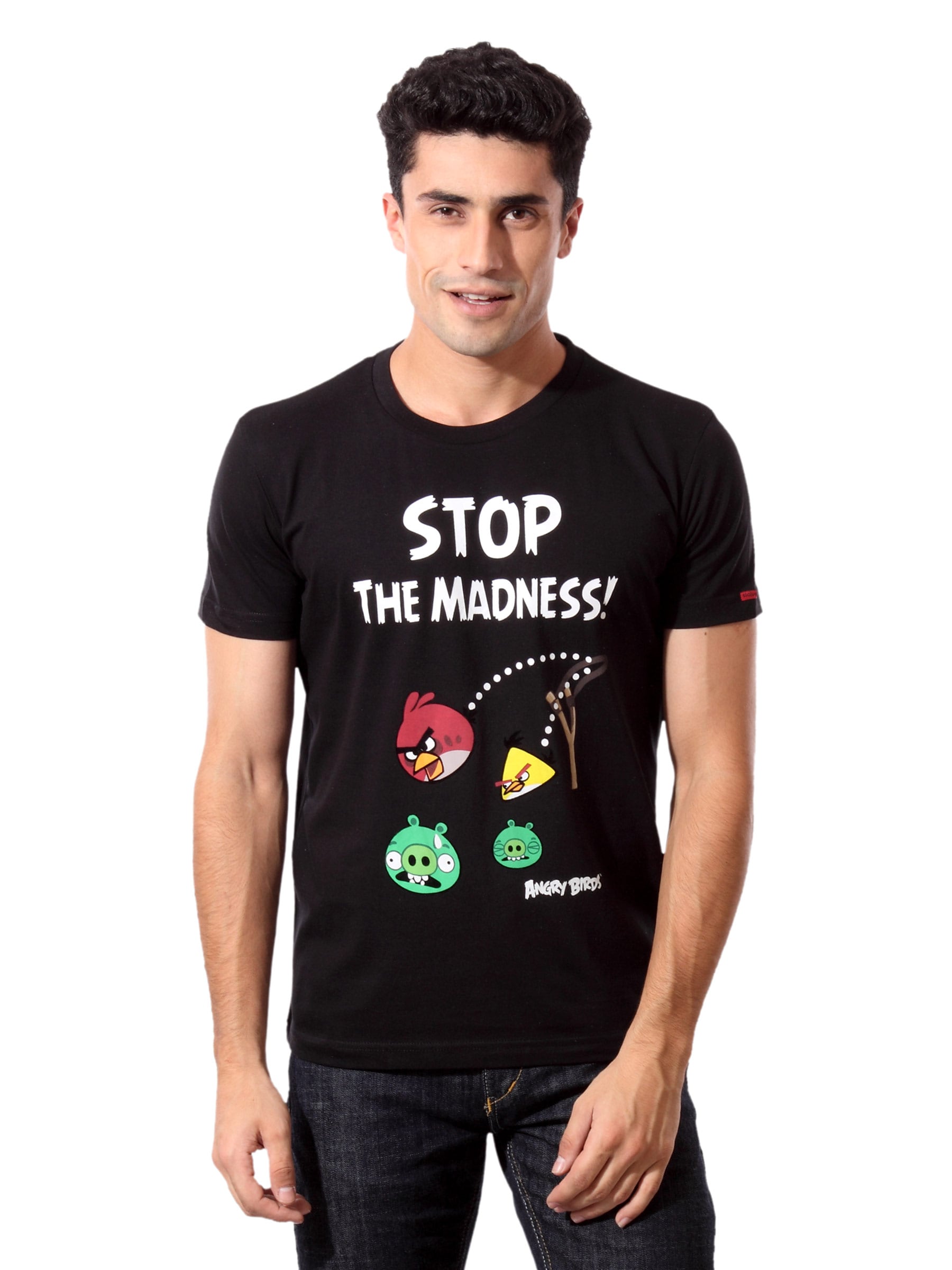 Angry Birds Men Black Stop The Madness T-shirt