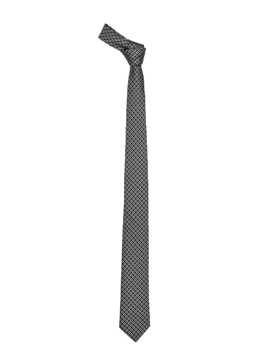 Reid & Taylor Men Black & Grey Diamond Patterned Tie
