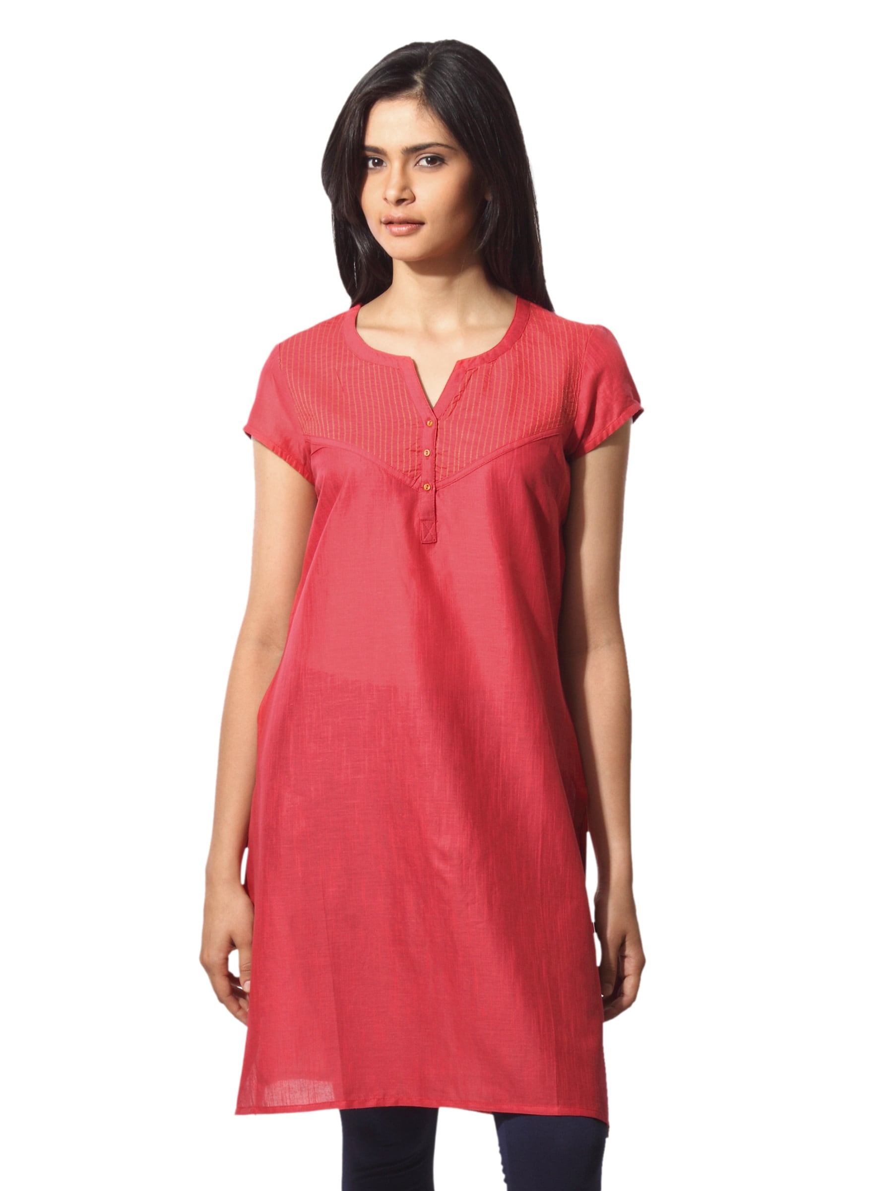 Aurelia Women Placket Red Kurta