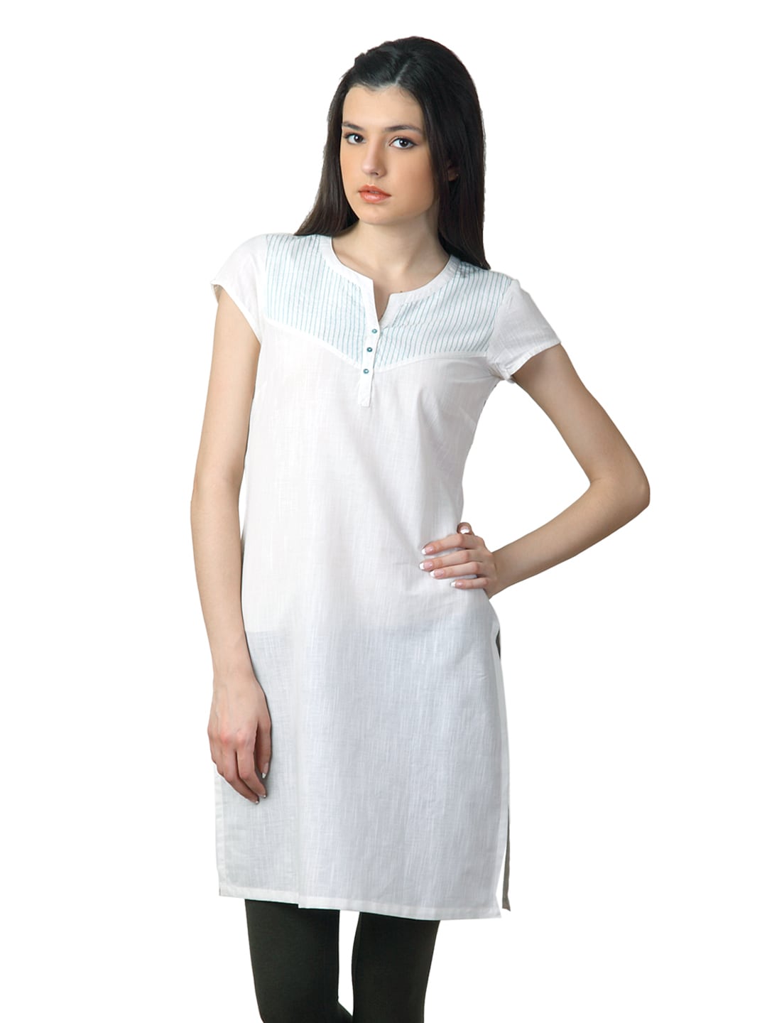 Aurelia Women Placket White Kurta