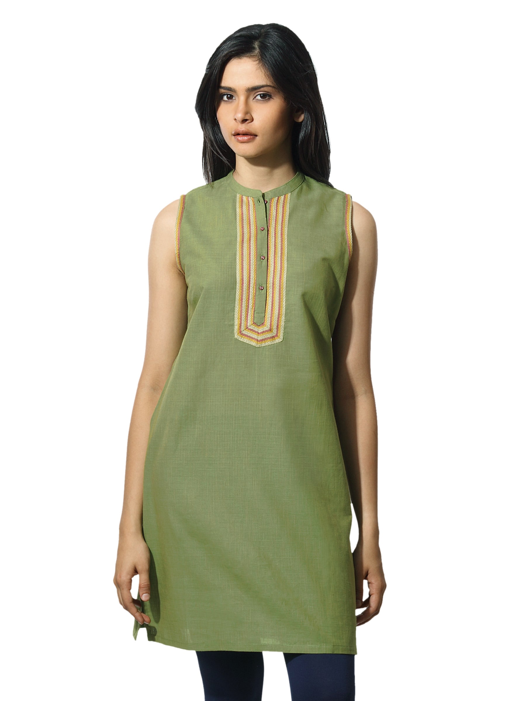 Aurelia Women Dobby Green Kurta