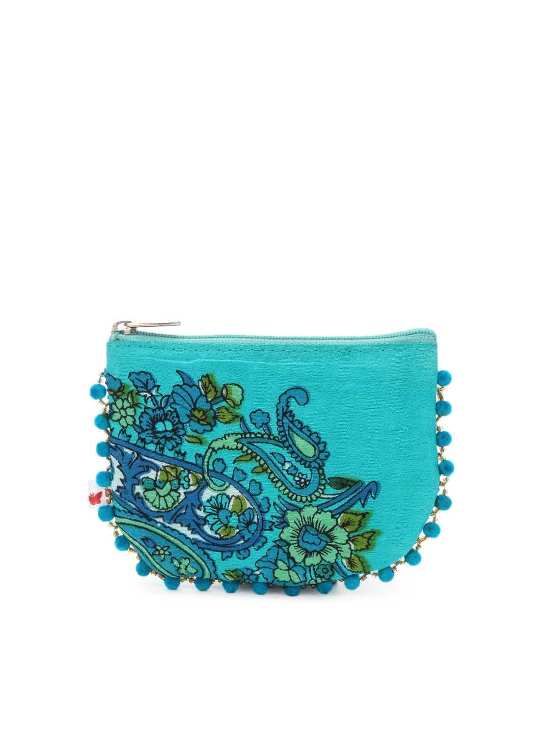 Paridhan Women Turquoise Blue Lace Coin Pouch Wallet