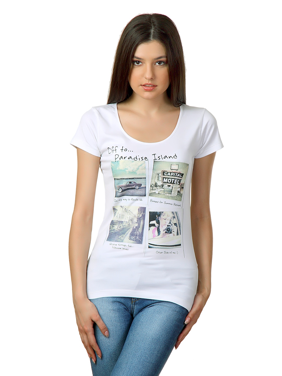Skypar Women White Printed T-shirt