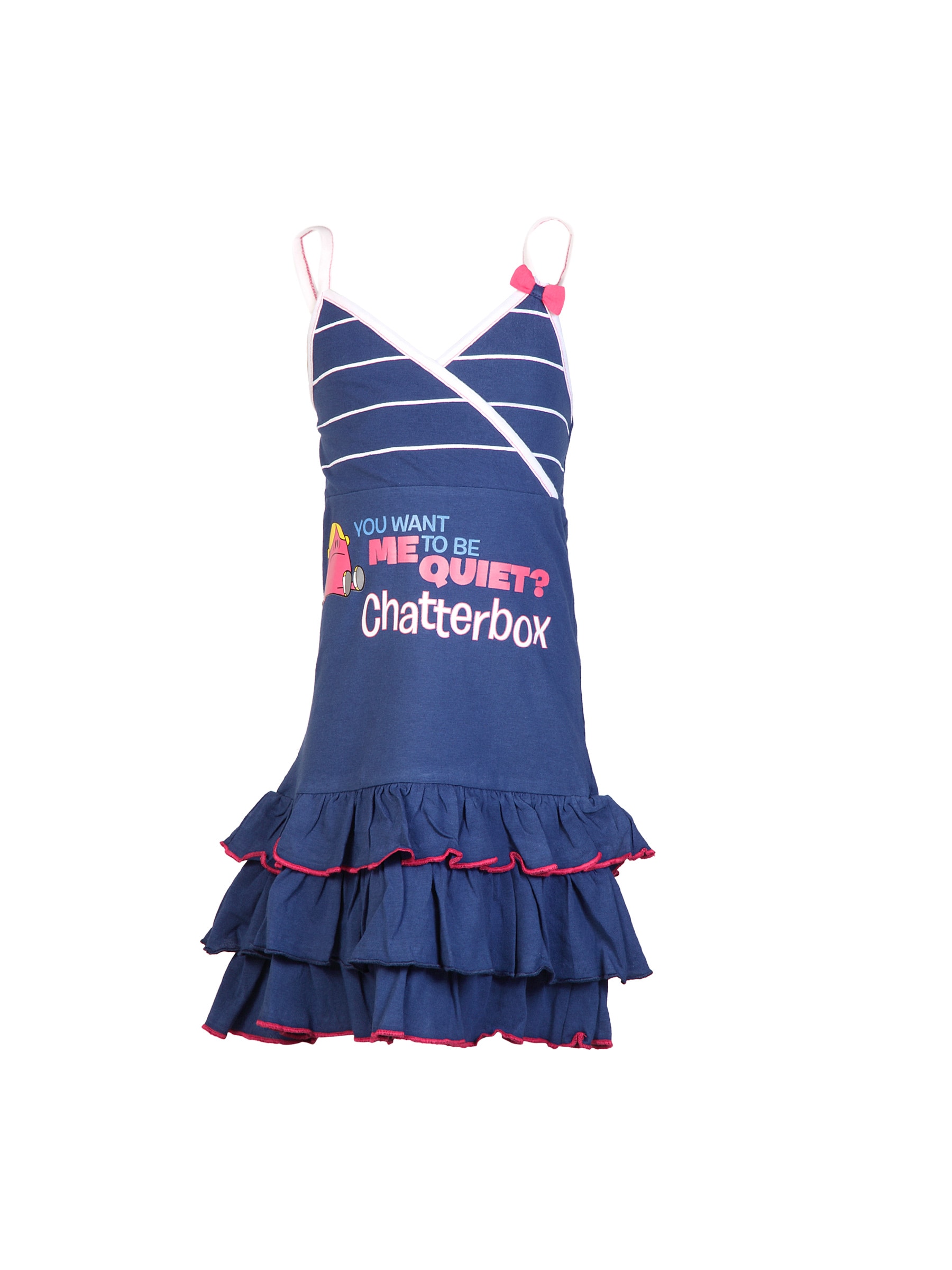 Little Miss Girls Chatterbox Navy Blue Dress