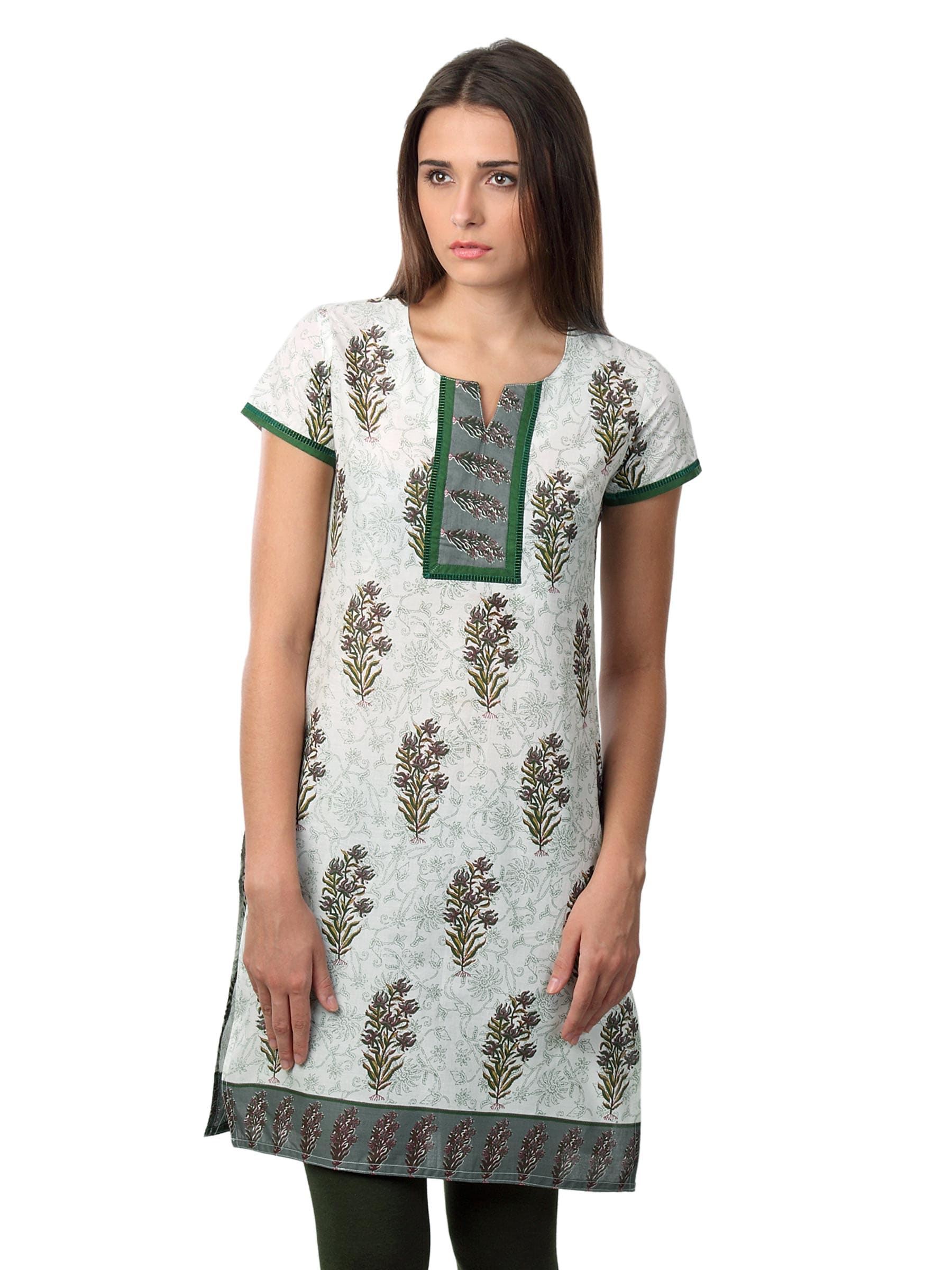 Vishudh Women Green White & Green Kurta