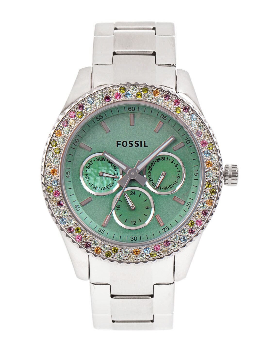 Fossil Women Green Dial Chronograph Watch ES3051