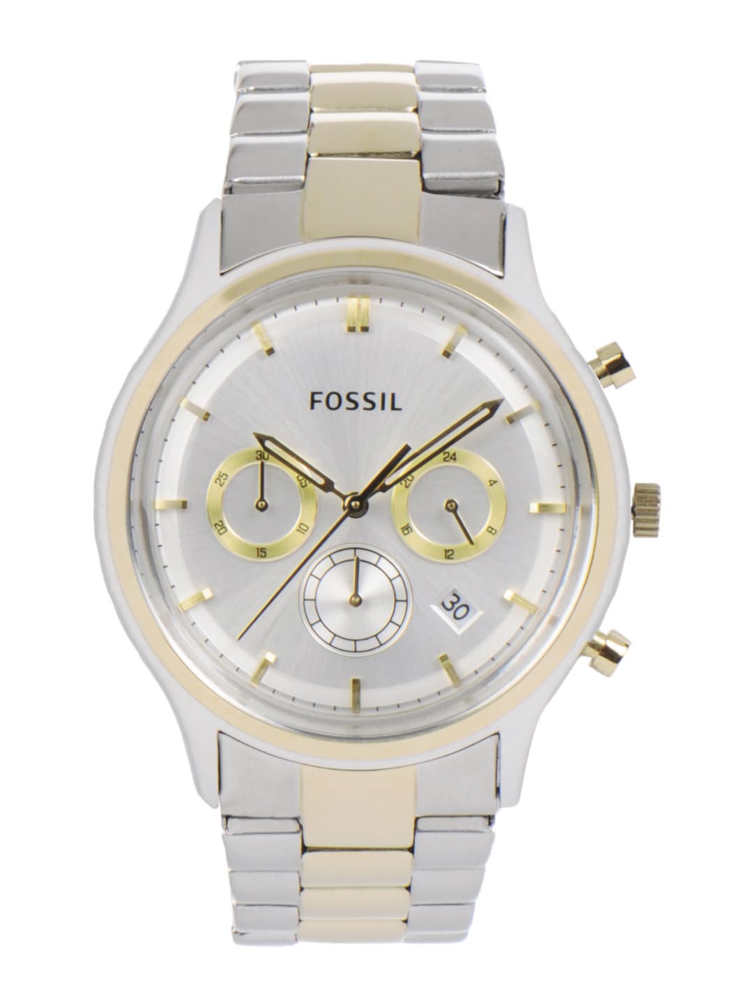 Fossil Men Silver-Toned Dial Chronograph Watch FS4643