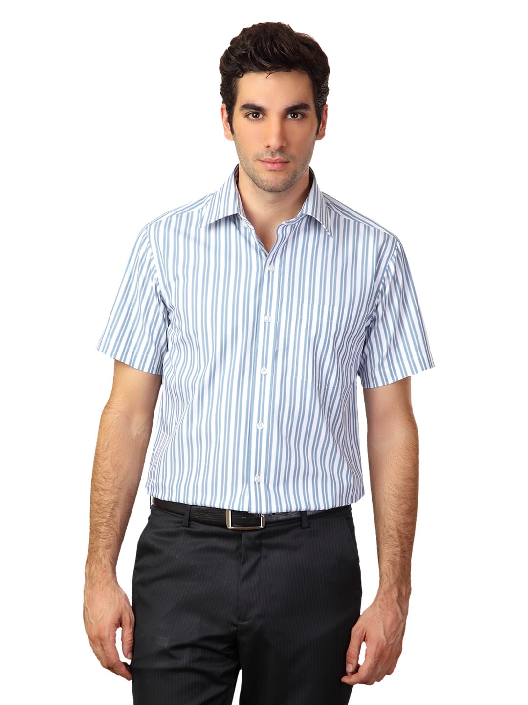 Wills Classic Men White Striped Shirt