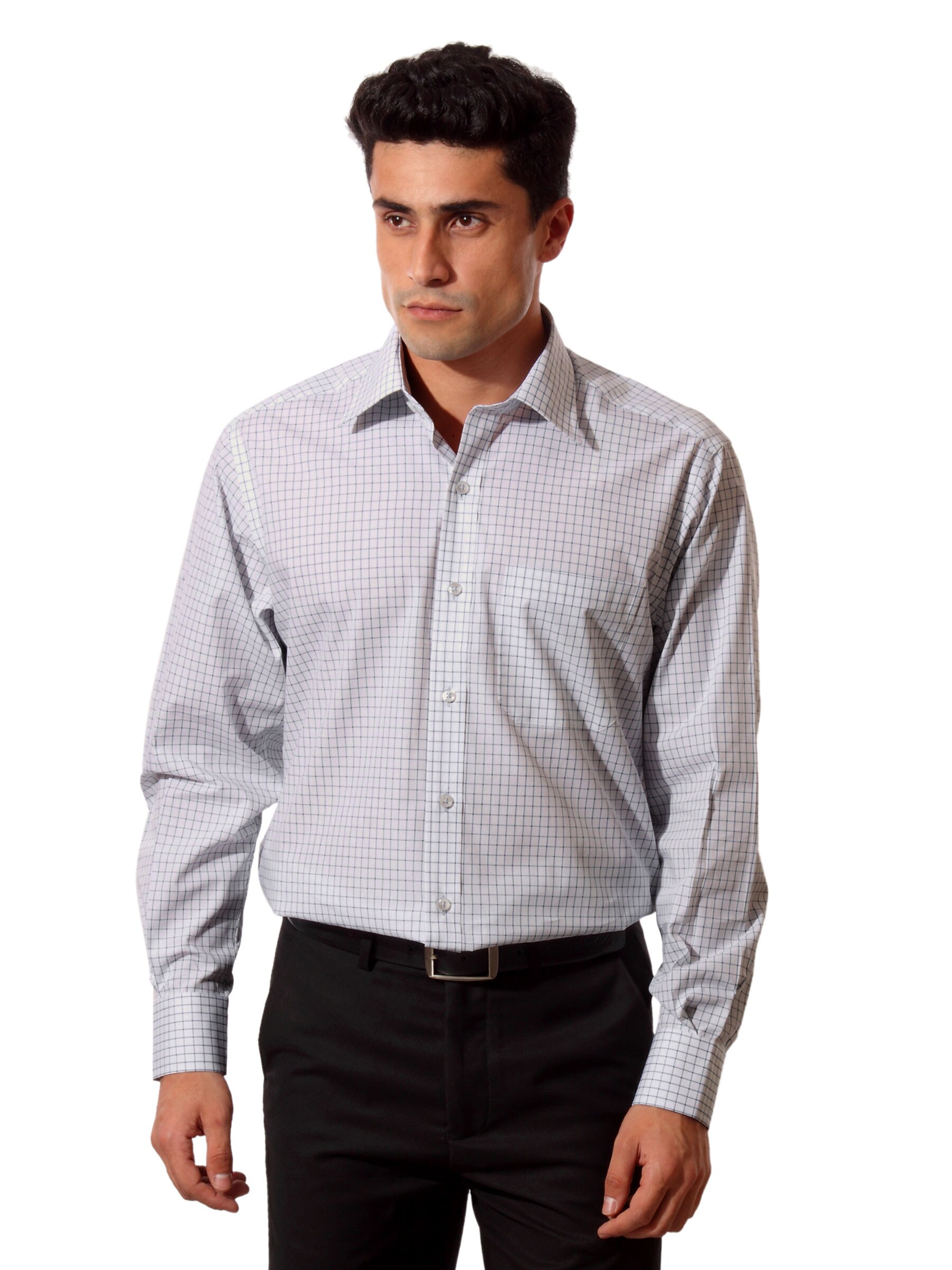 Wills Lifestyle Men White Check Shirt